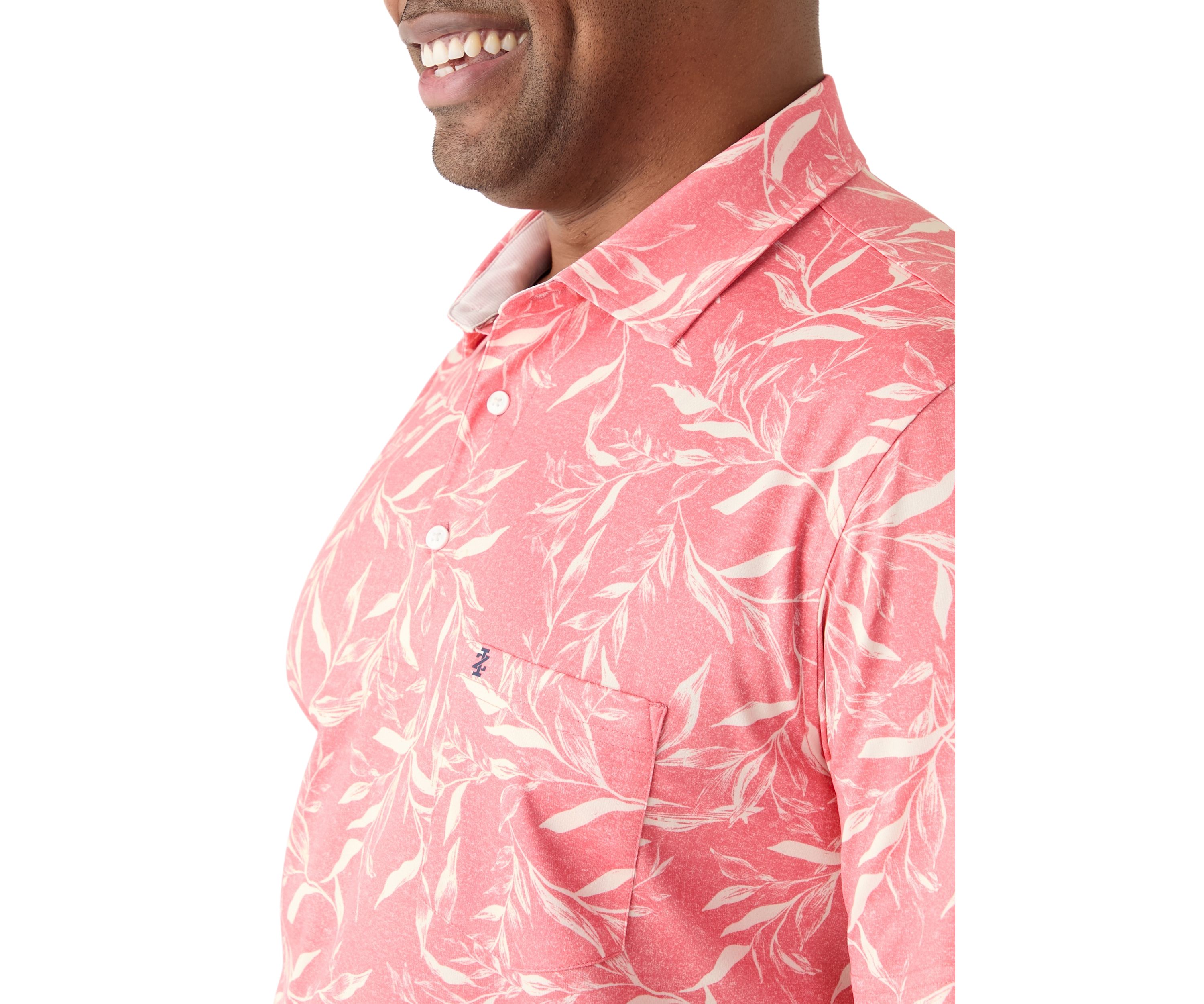 Big & Tall Sunshield Leaf Printed Polo Shirt