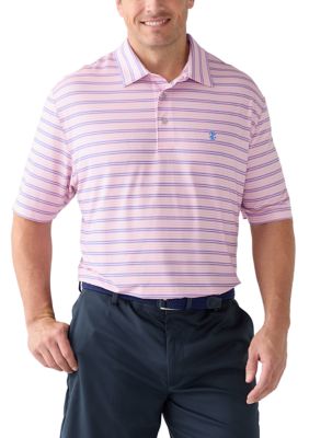 IZOD Men's Big & Tall SwingFlex Elite Clubhouse Multi Stripe Polo Shirt, Pink, 4XL Big