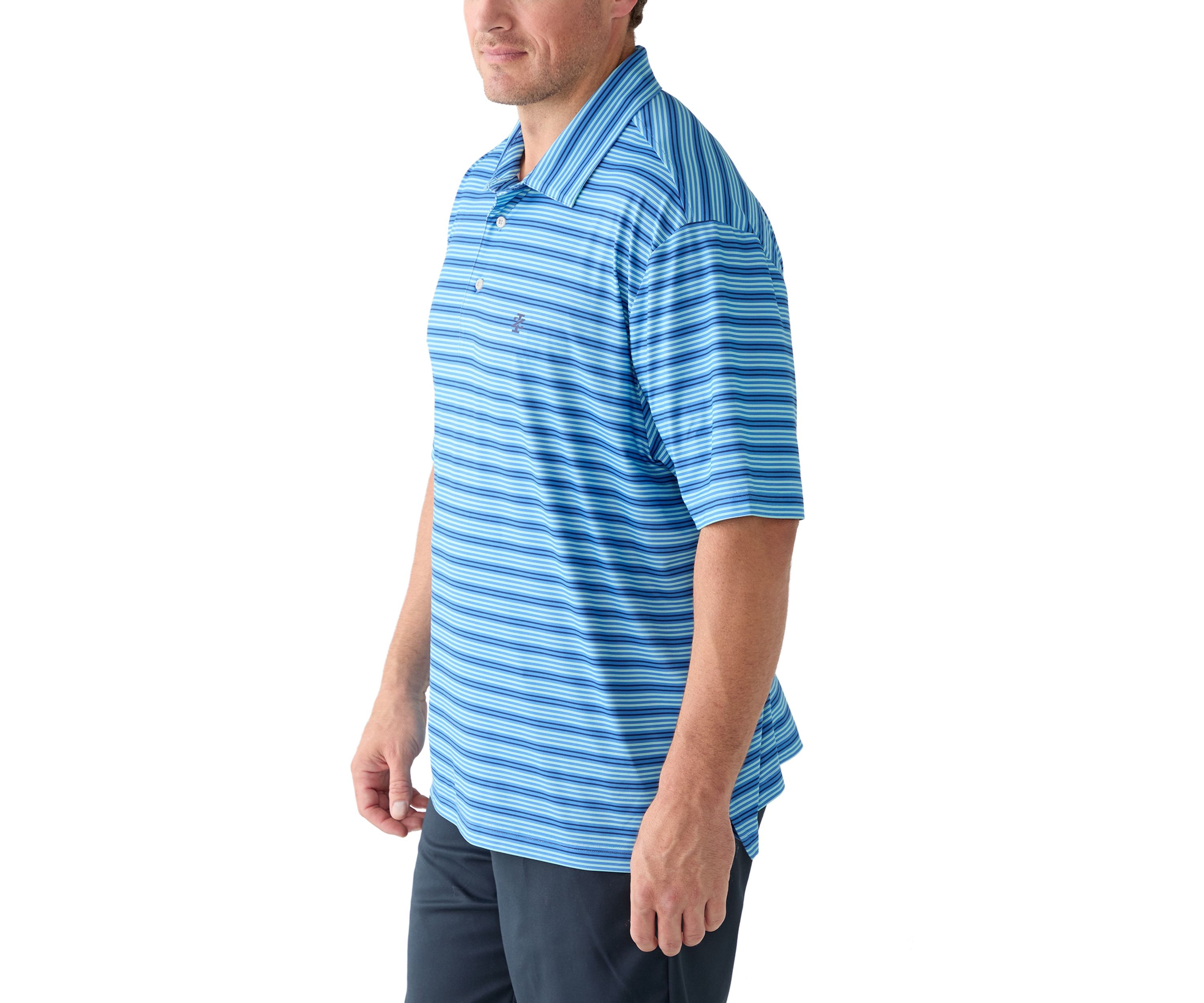 Big & Tall SwingFlex Elite Clubhouse Multi Stripe Polo Shirt 