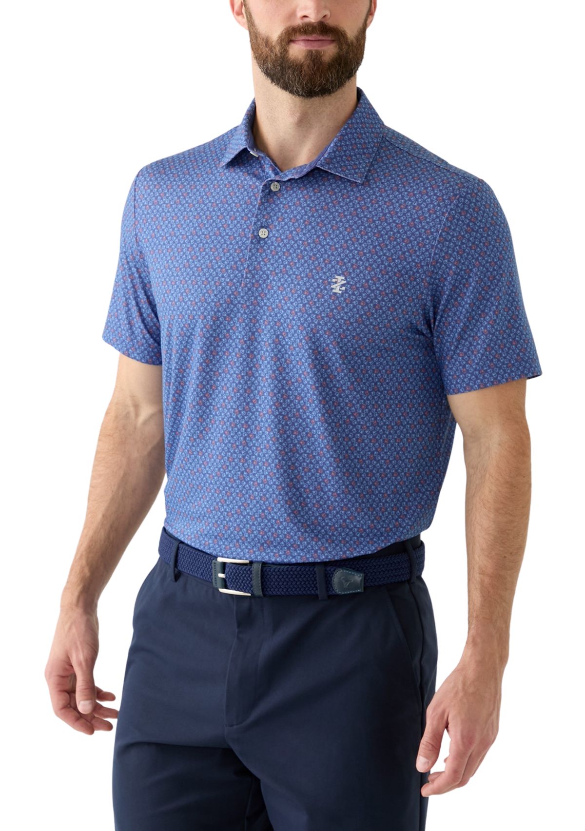 Short Sleeve Crab Print Polo Shirt 