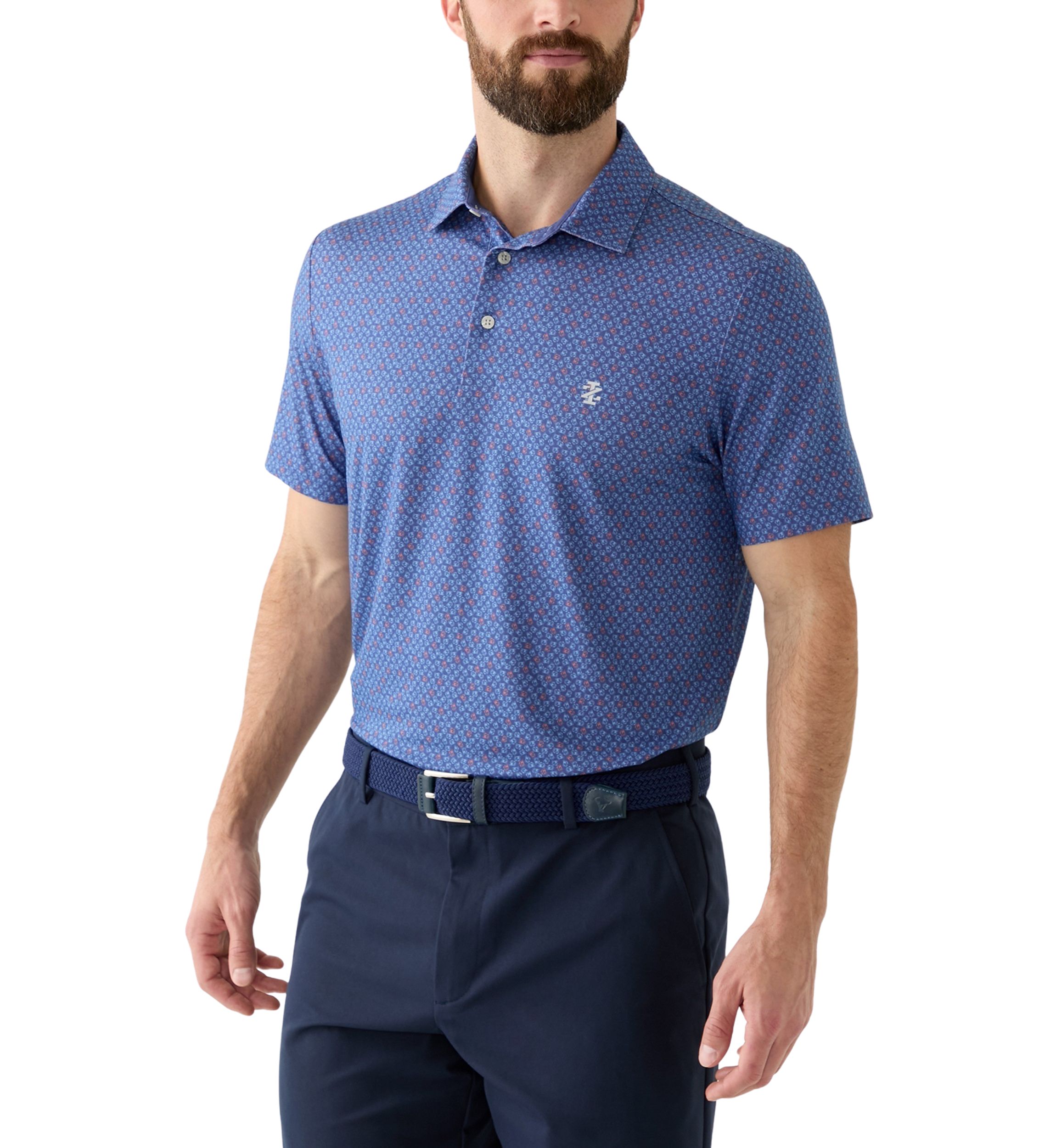 Short Sleeve Crab Print Polo Shirt 