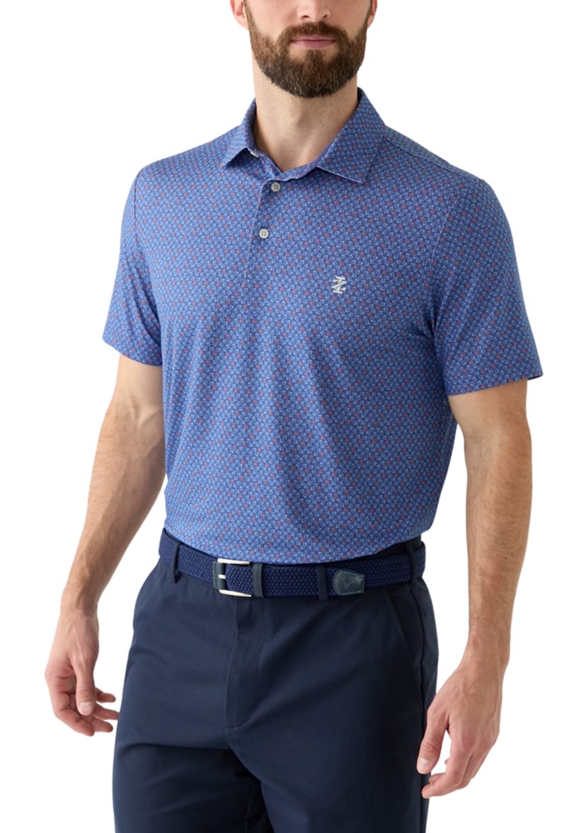 Short Sleeve Crab Print Polo Shirt 