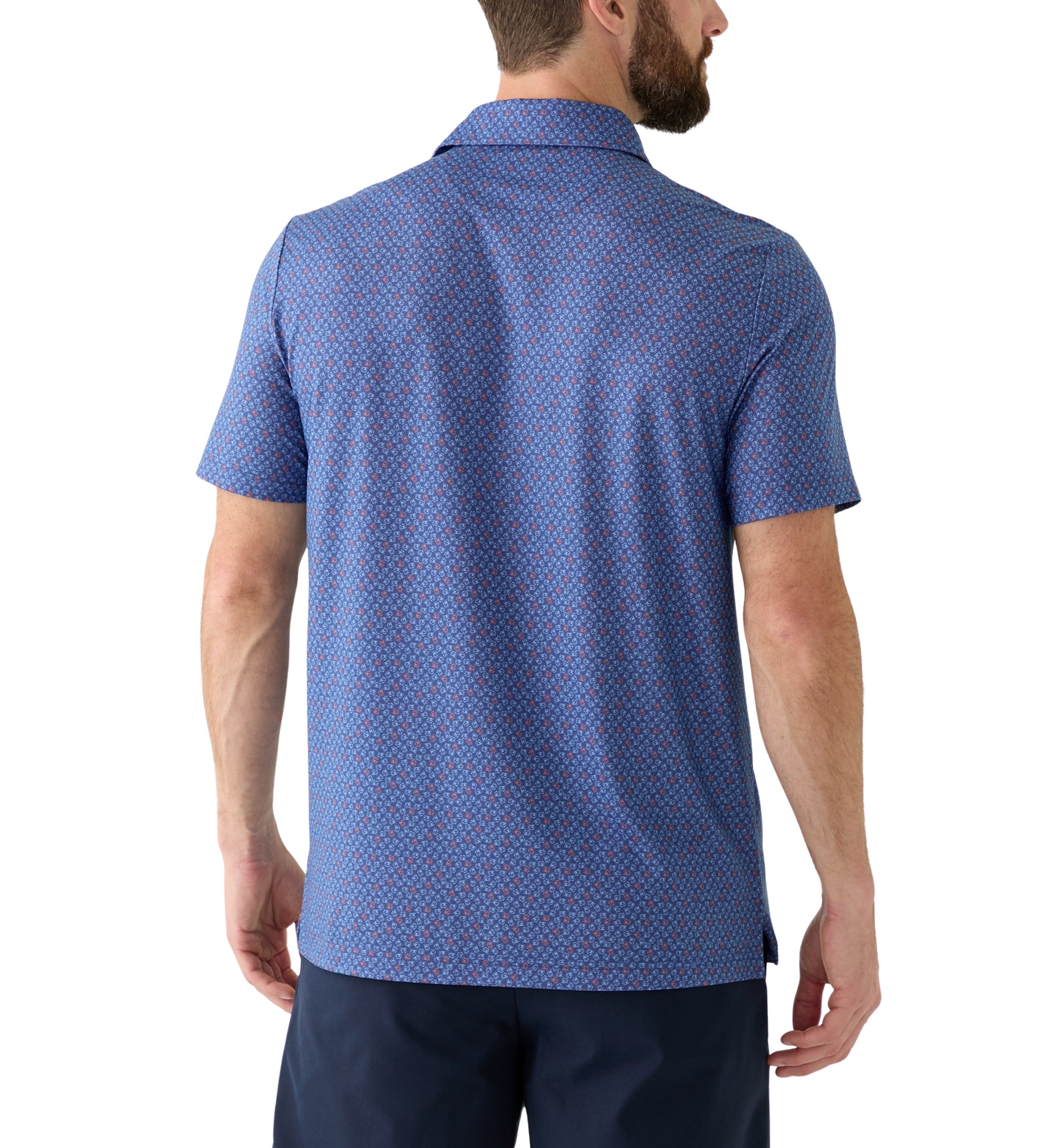 Short Sleeve Crab Print Polo Shirt 