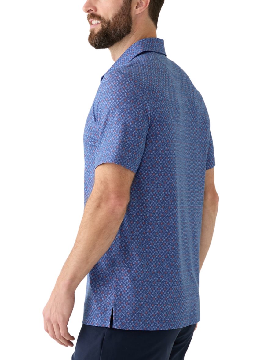 Short Sleeve Crab Print Polo Shirt 