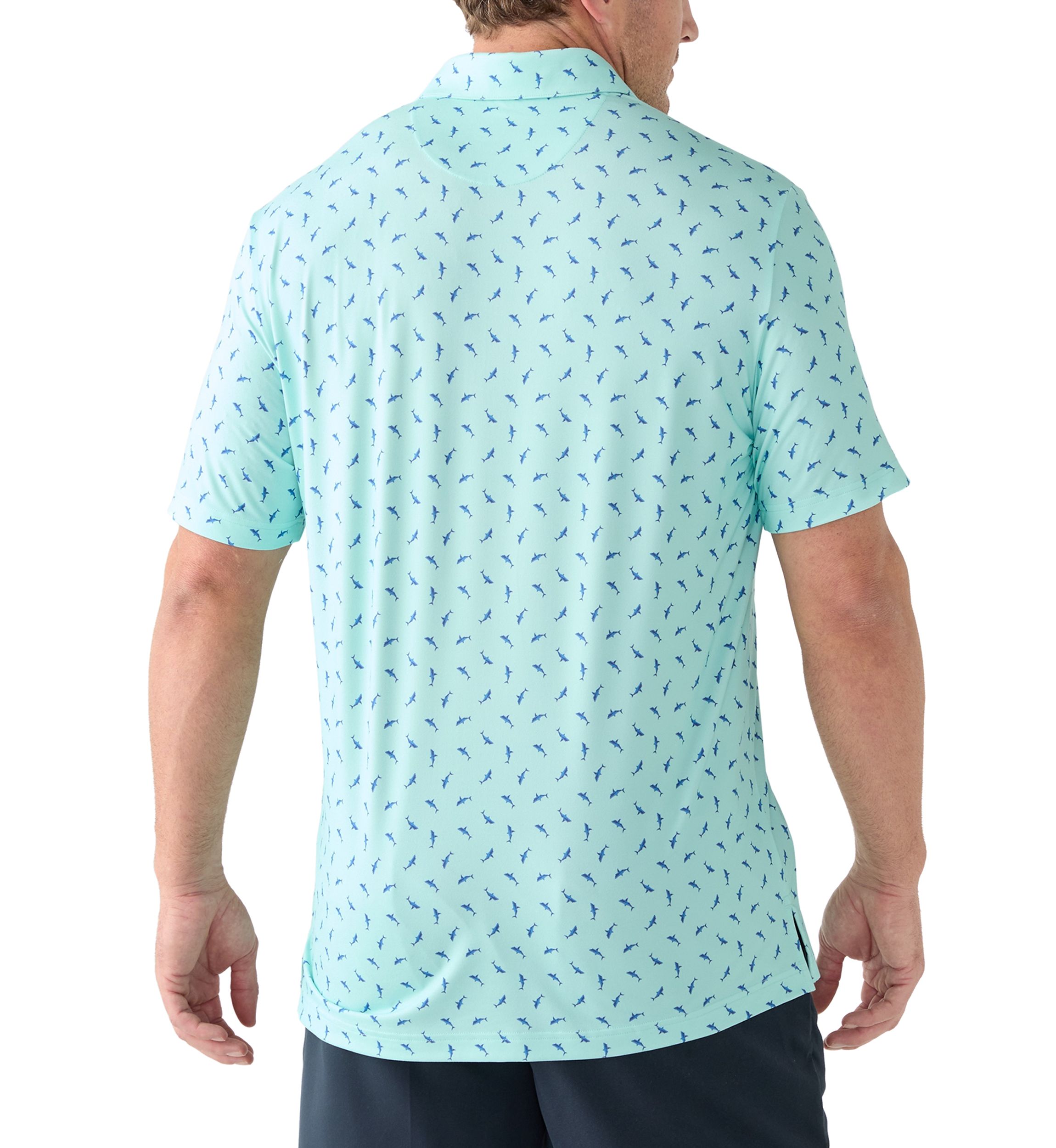 Big & Tall Swimming Sharks Printed Polo Shirt