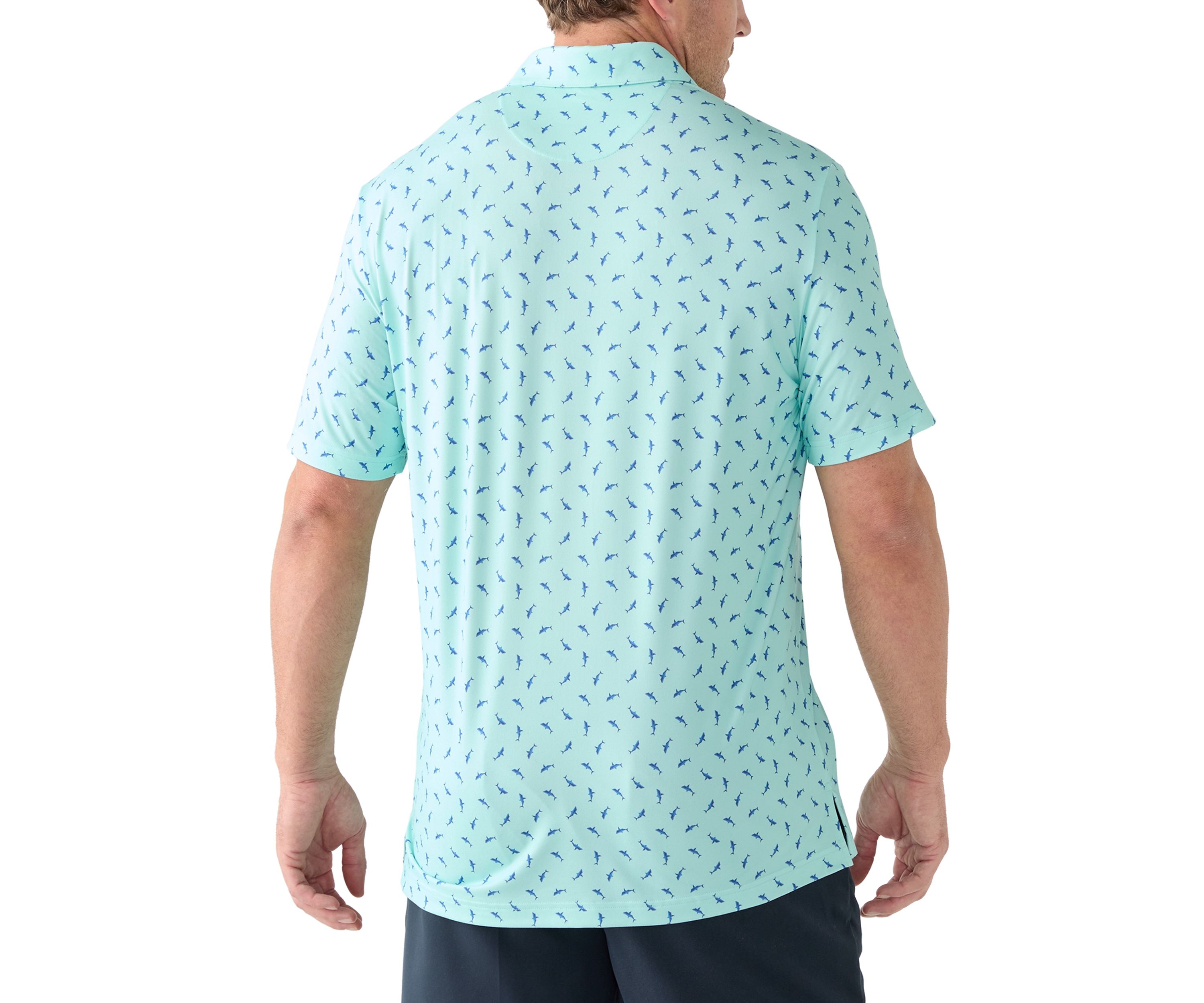 Big & Tall Swimming Sharks Printed Polo Shirt