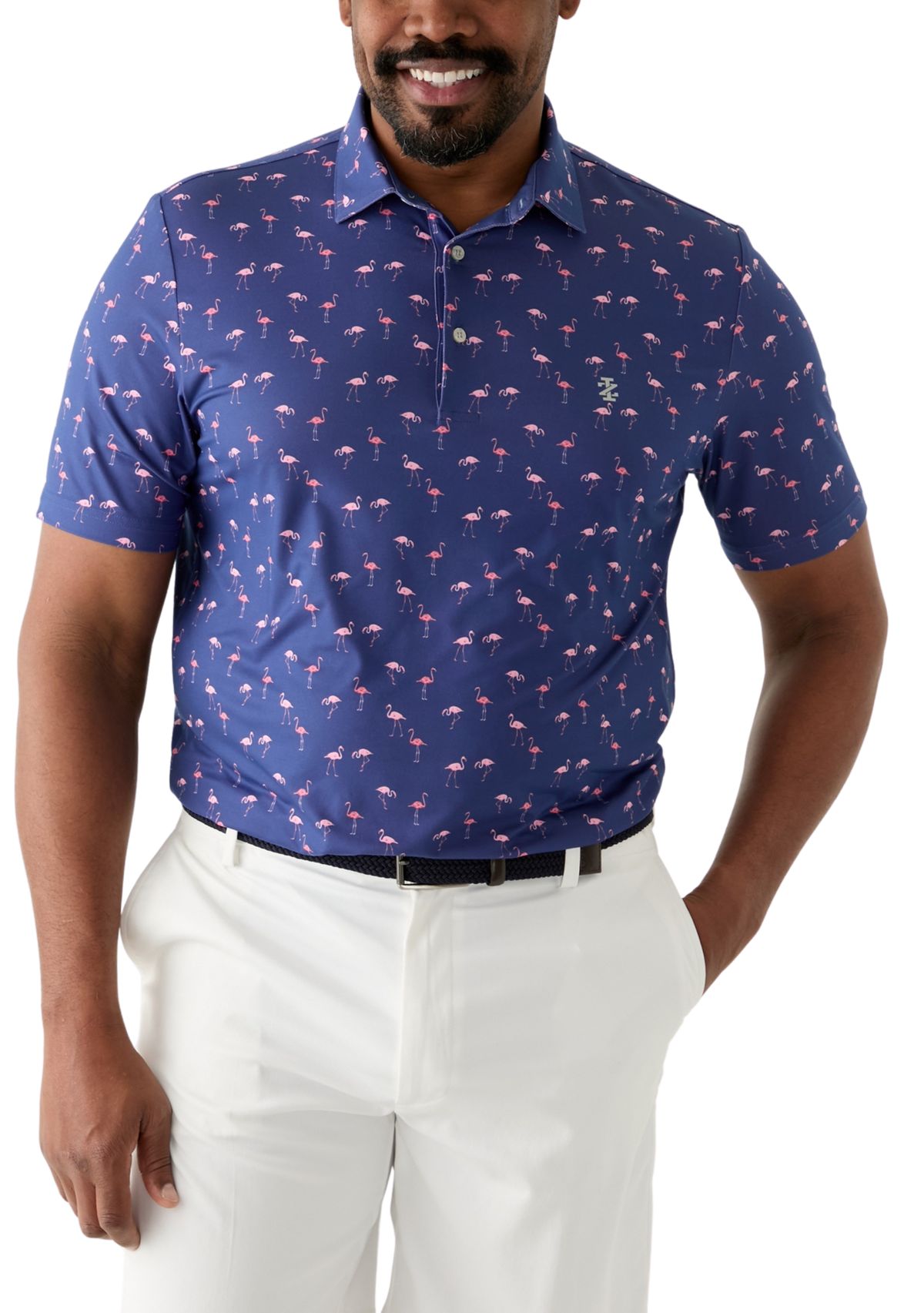 Big & Tall Flamingo Printed Polo Shirt 