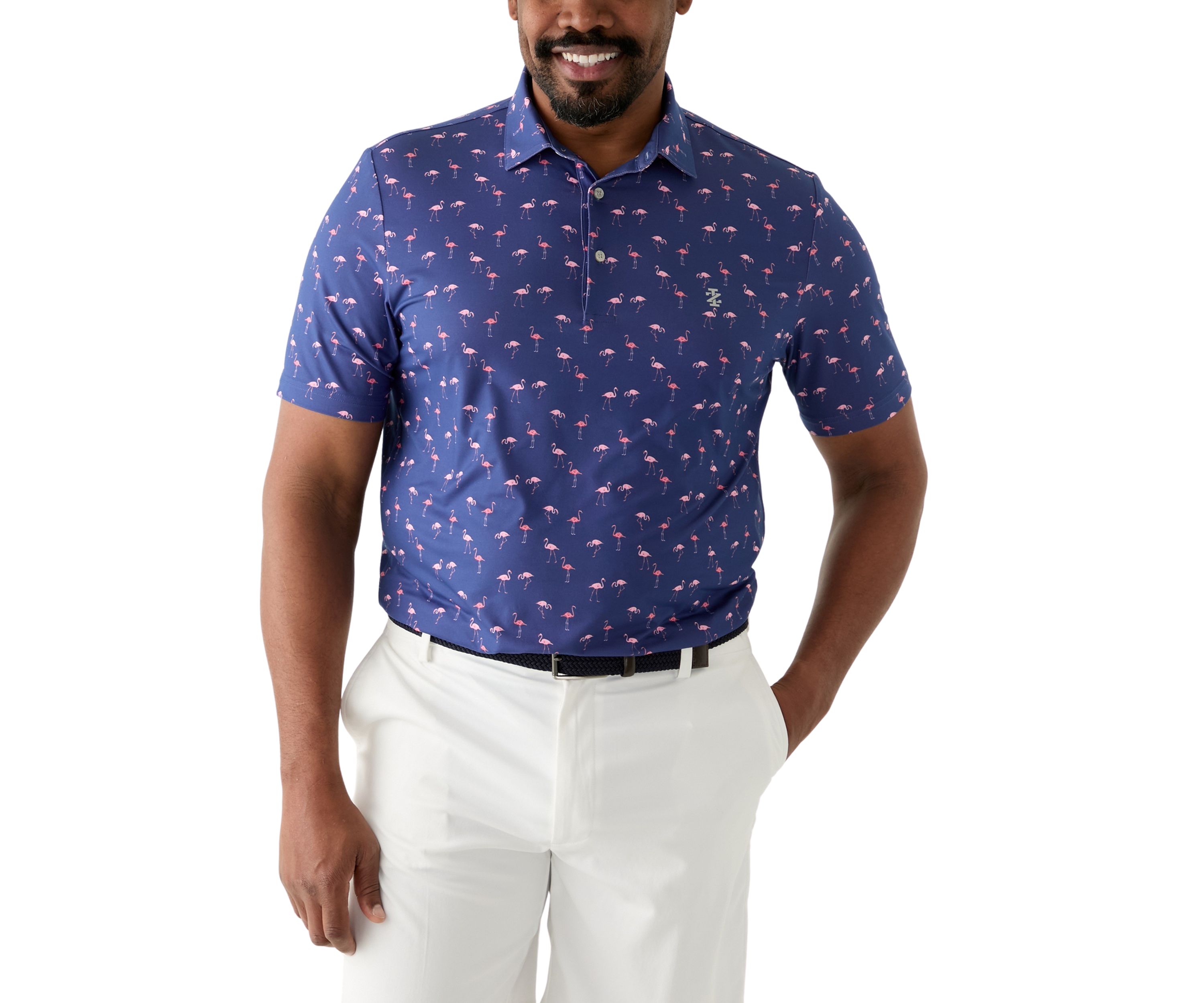 Big & Tall Flamingo Printed Polo Shirt 