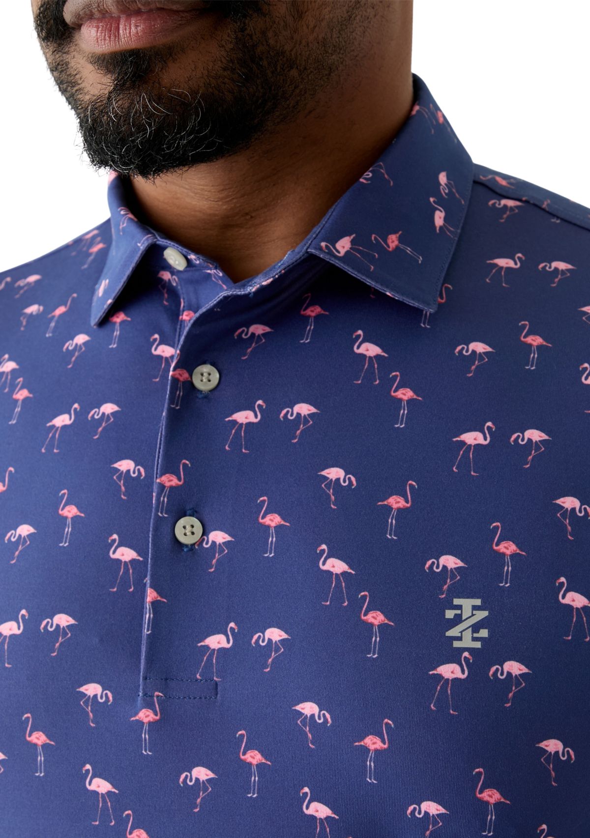 Big & Tall Flamingo Printed Polo Shirt 