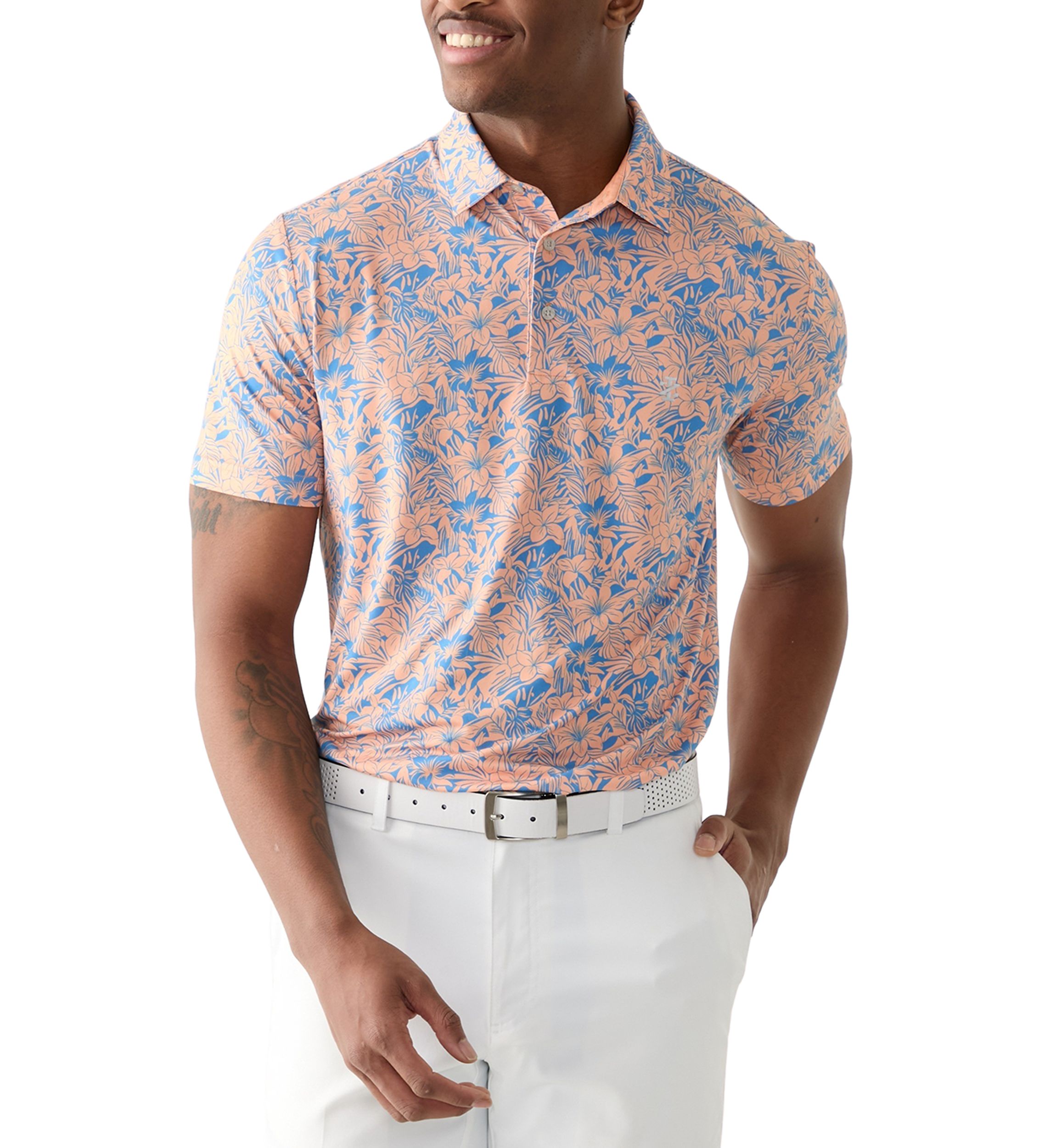 Short Sleeve Floral Print Polo Shirt 