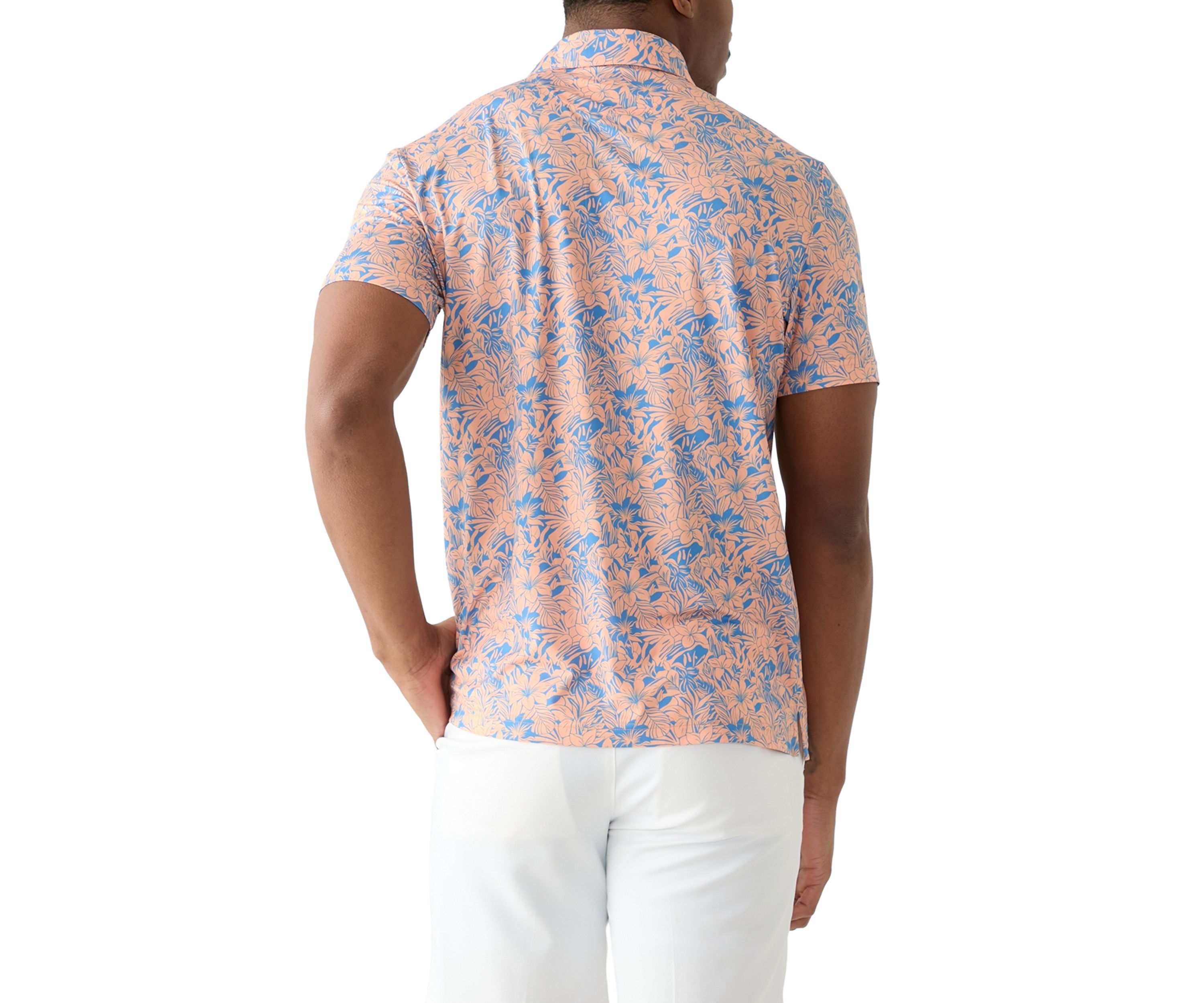 Short Sleeve Floral Print Polo Shirt 