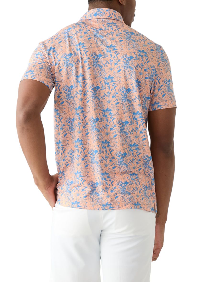 Short Sleeve Floral Print Polo Shirt 