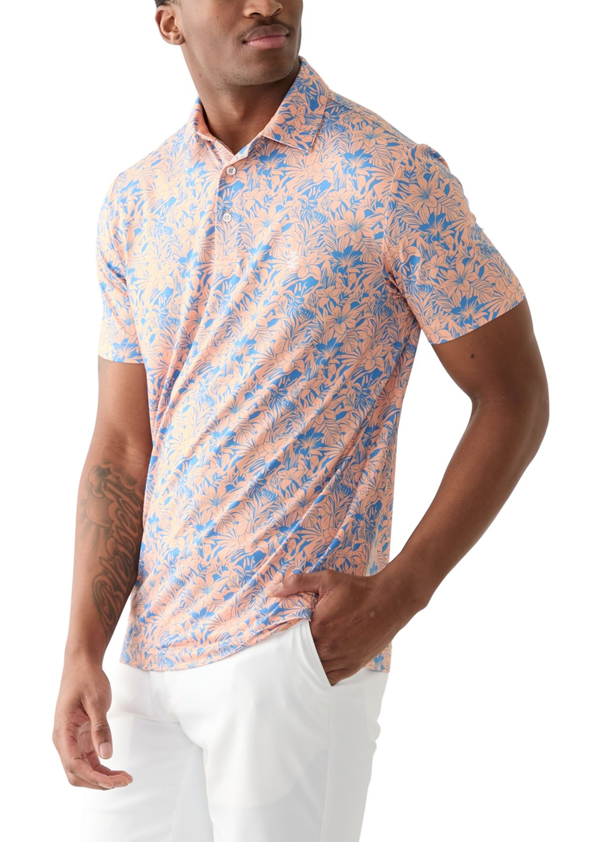 Short Sleeve Floral Print Polo Shirt 