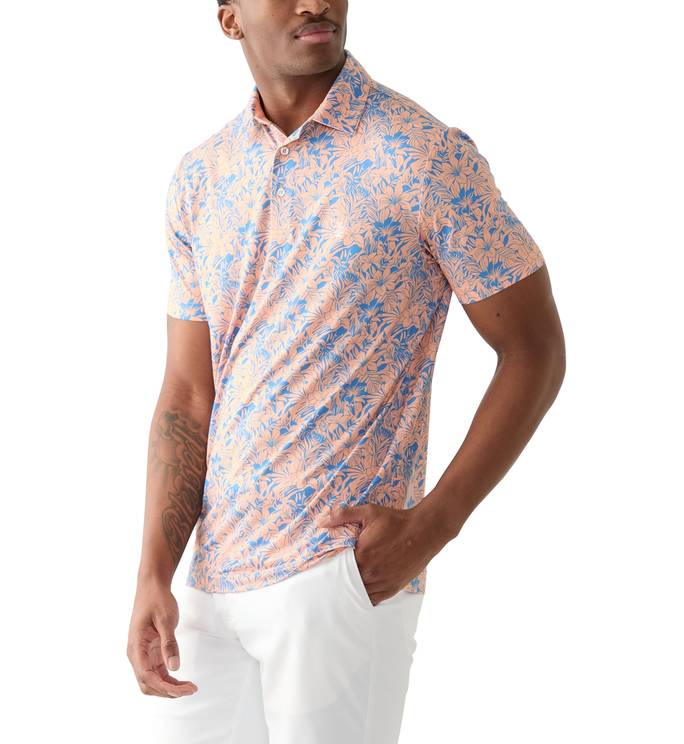 Short Sleeve Floral Print Polo Shirt 