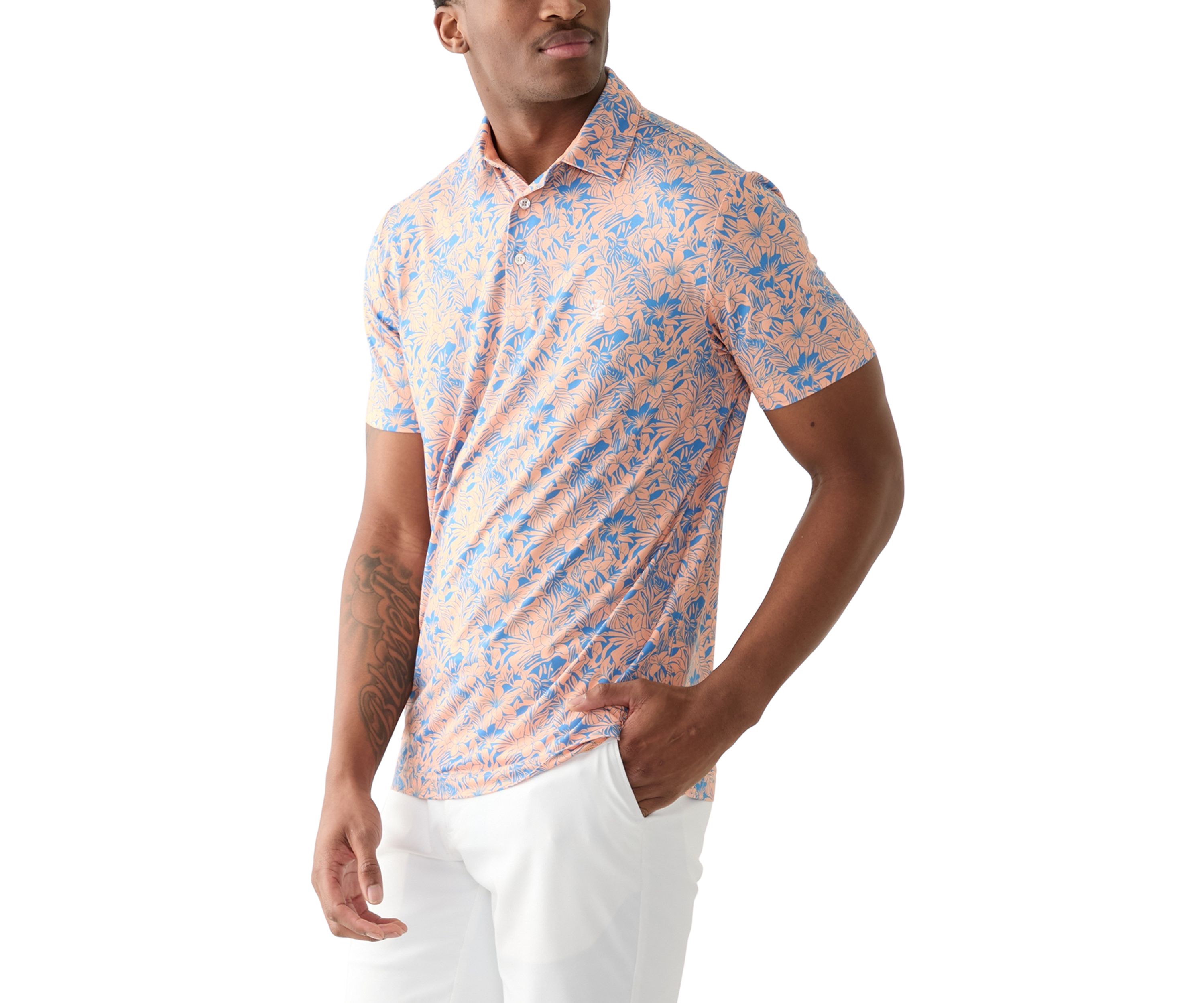Short Sleeve Floral Print Polo Shirt 