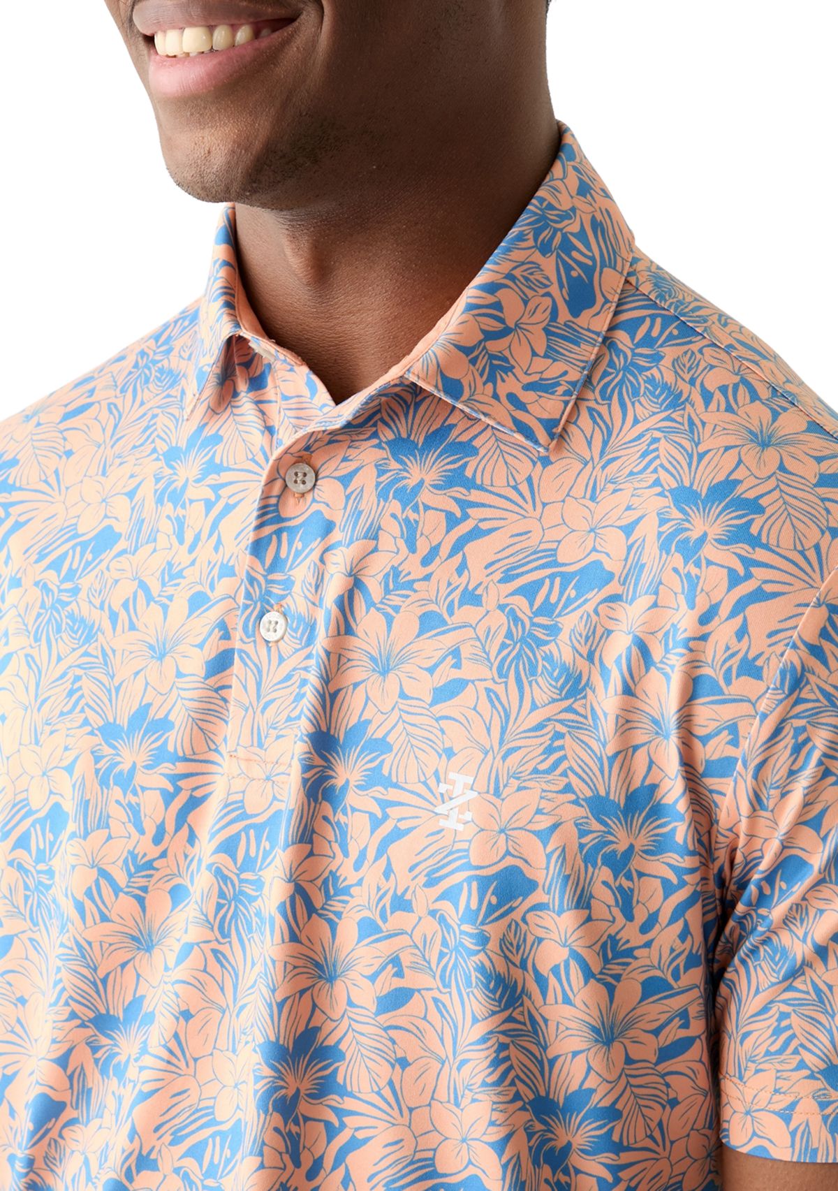 Short Sleeve Floral Print Polo Shirt 