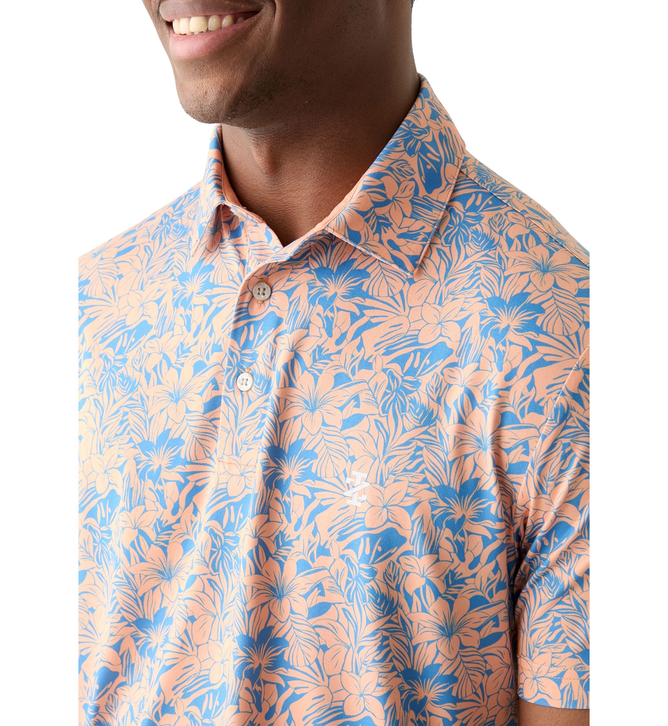 Short Sleeve Floral Print Polo Shirt 
