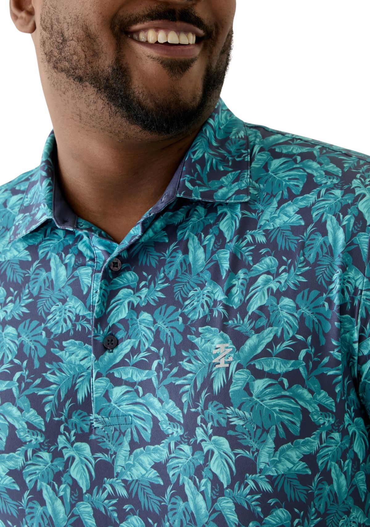 Big & Tall Jungle Blues Printed Polo Shirt
