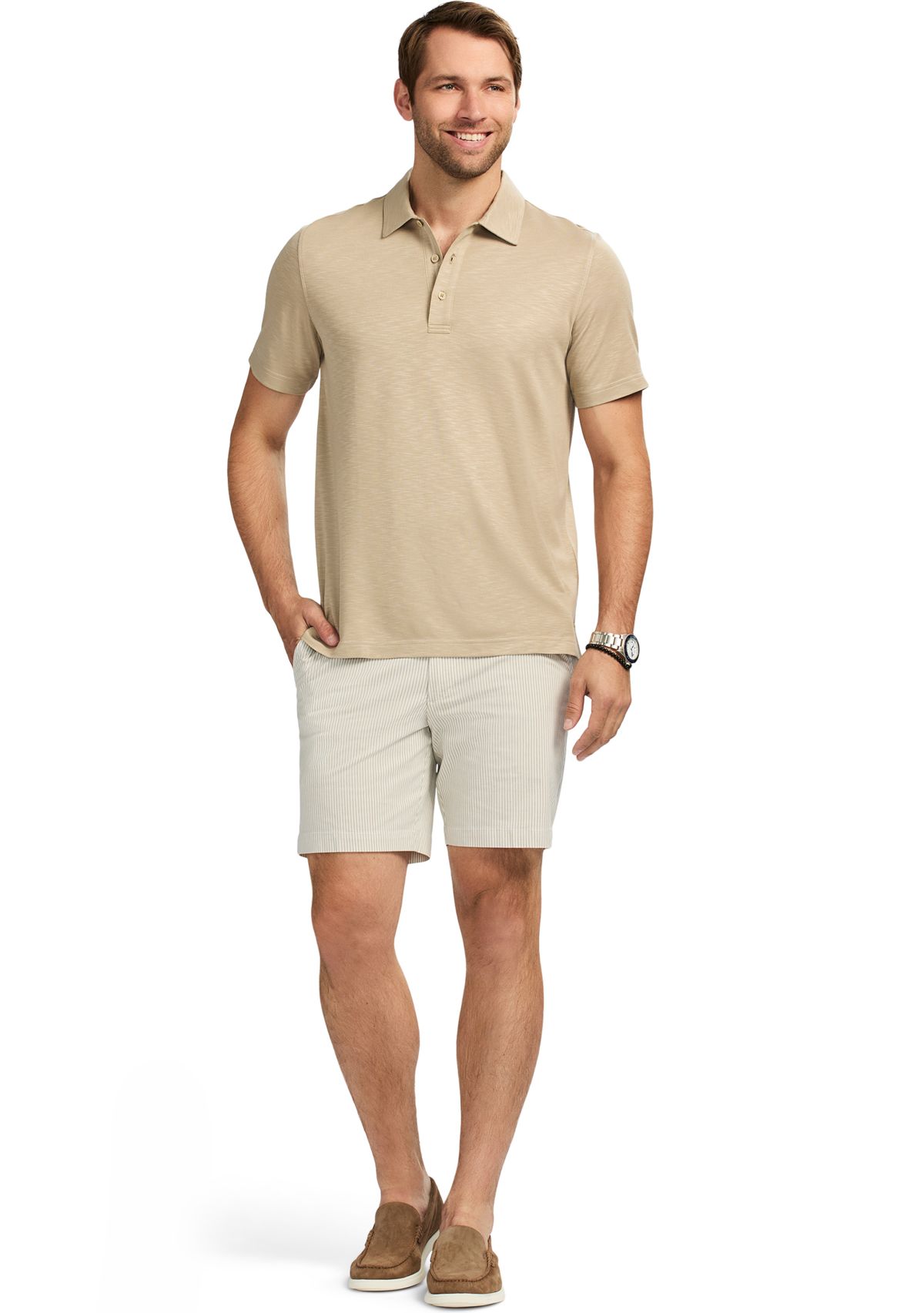 Short Sleeve Solid Slub Polo Shirt