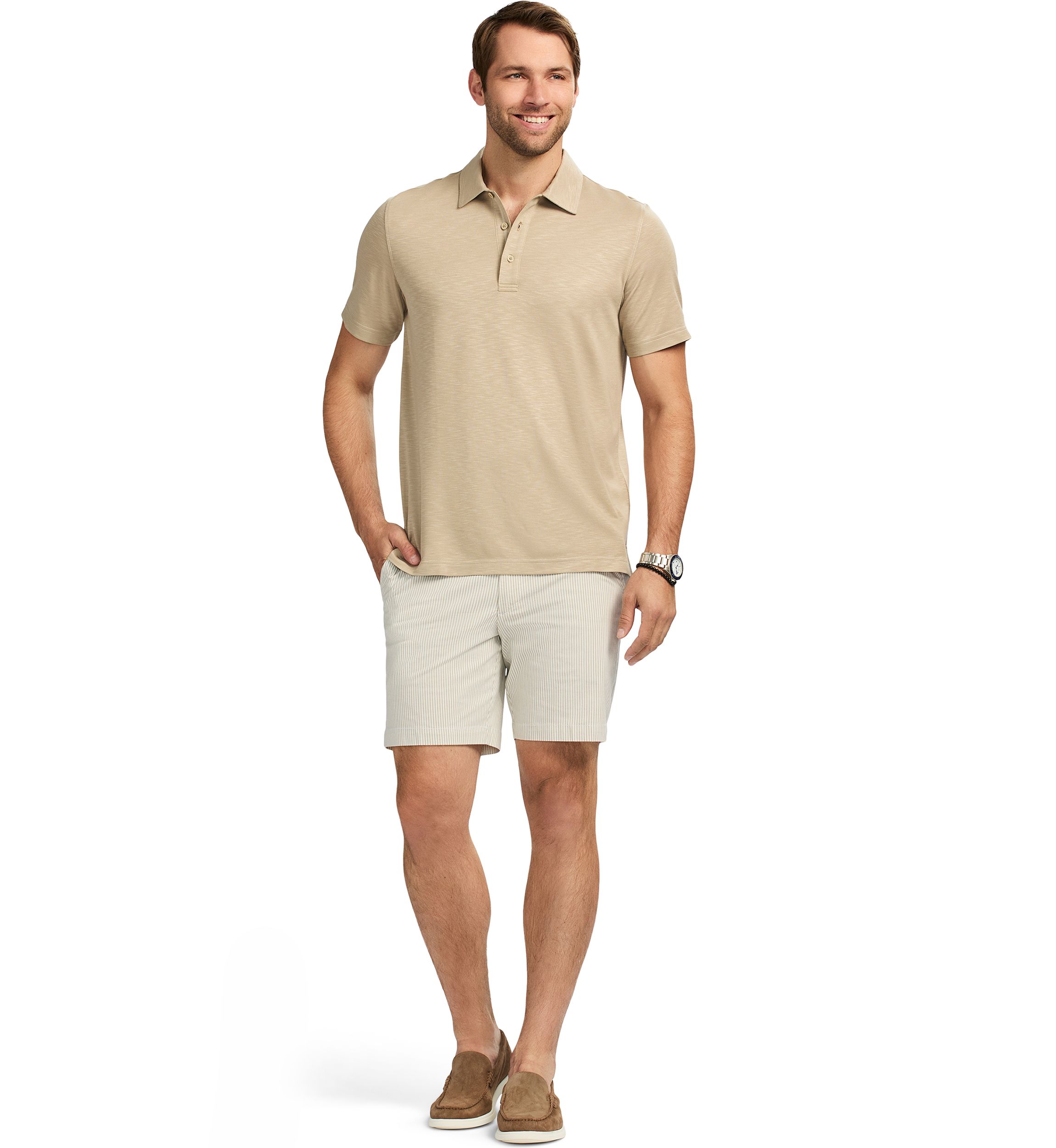Short Sleeve Solid Slub Polo Shirt