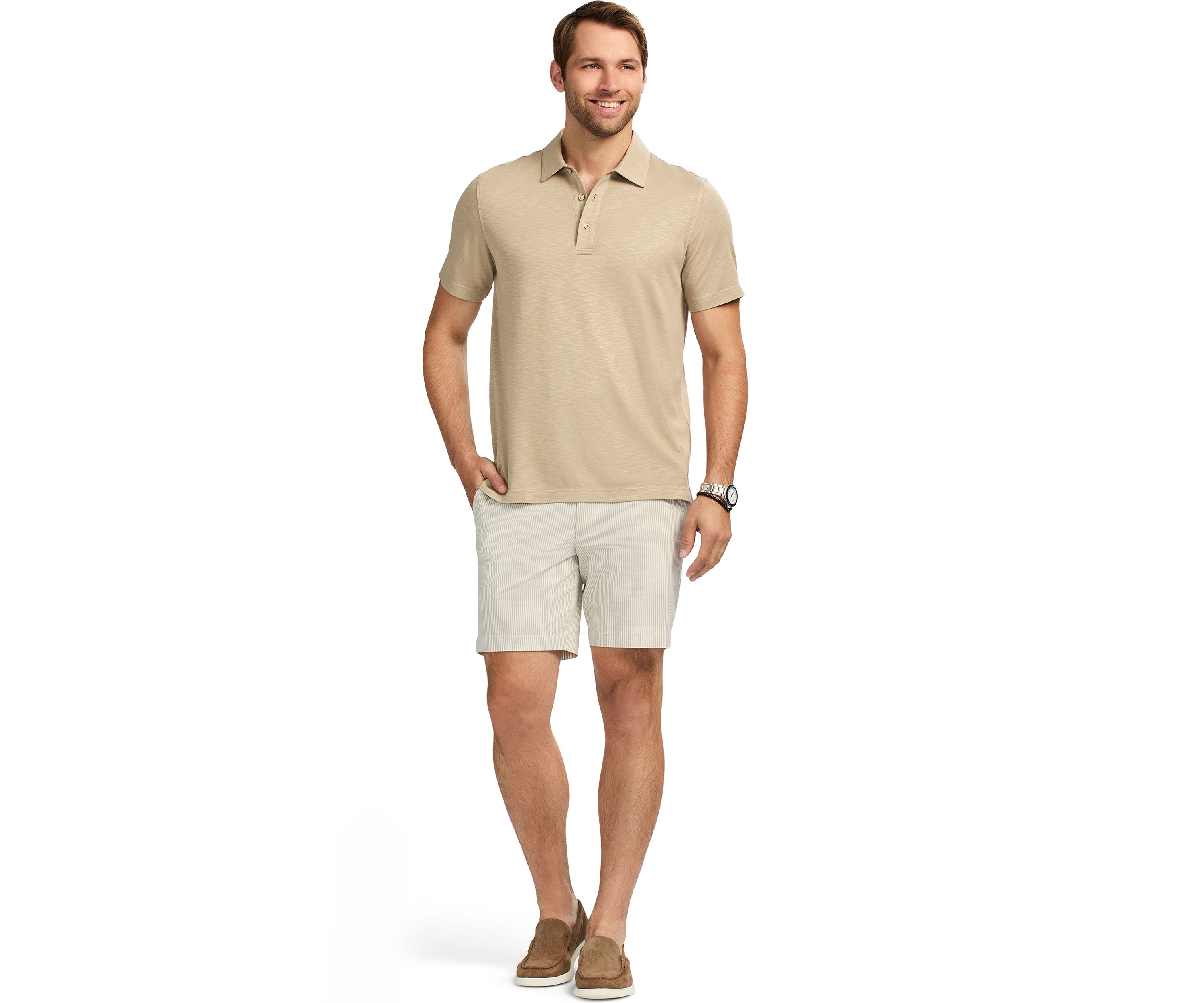 Short Sleeve Solid Slub Polo Shirt