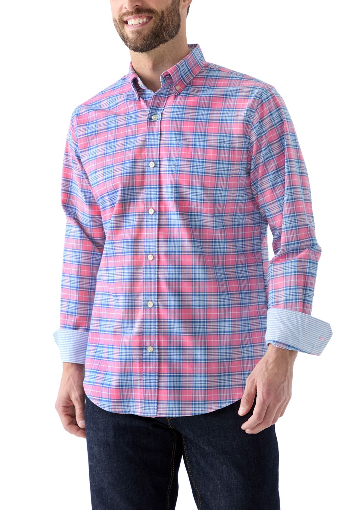 Long Sleeve Oxford Plaid Shirt