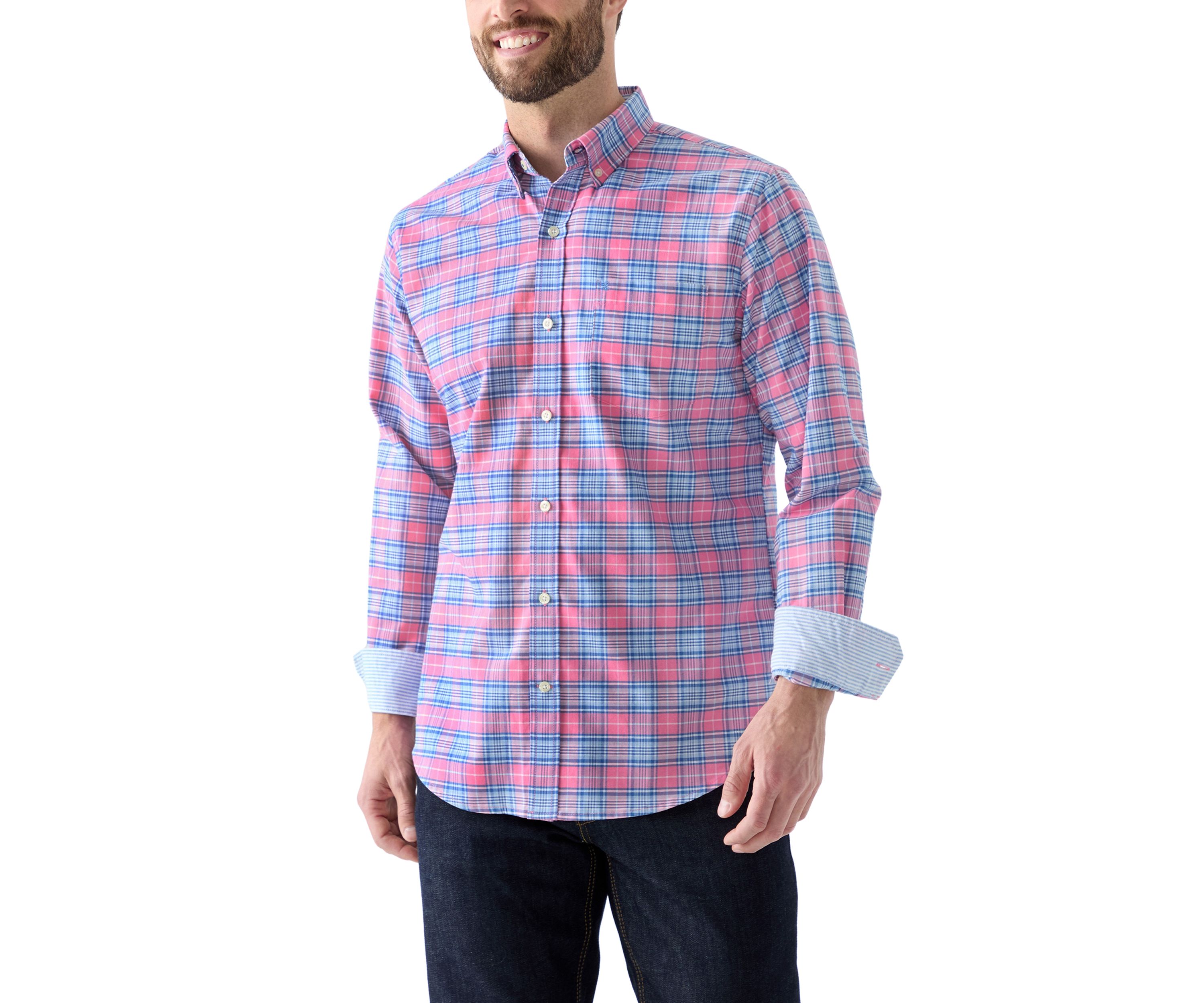 Long Sleeve Oxford Plaid Shirt