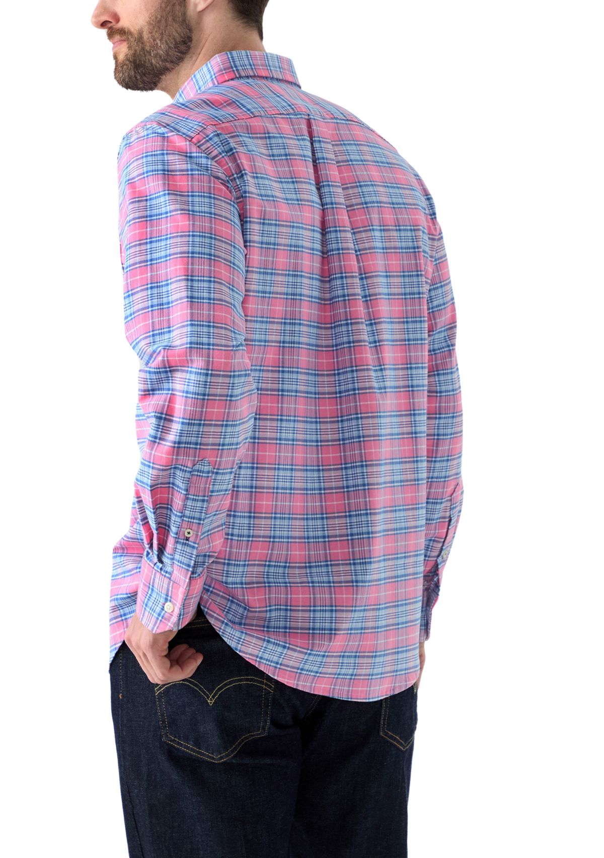 Long Sleeve Oxford Plaid Shirt