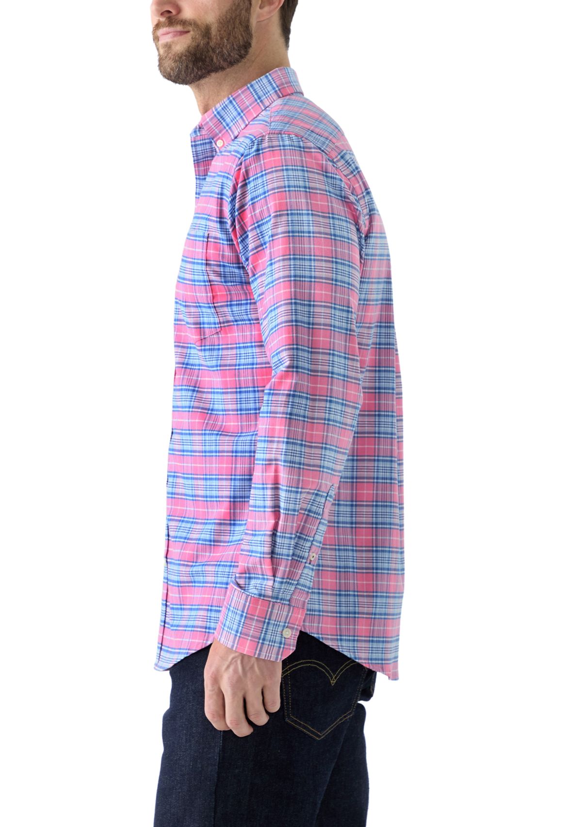 Long Sleeve Oxford Plaid Shirt