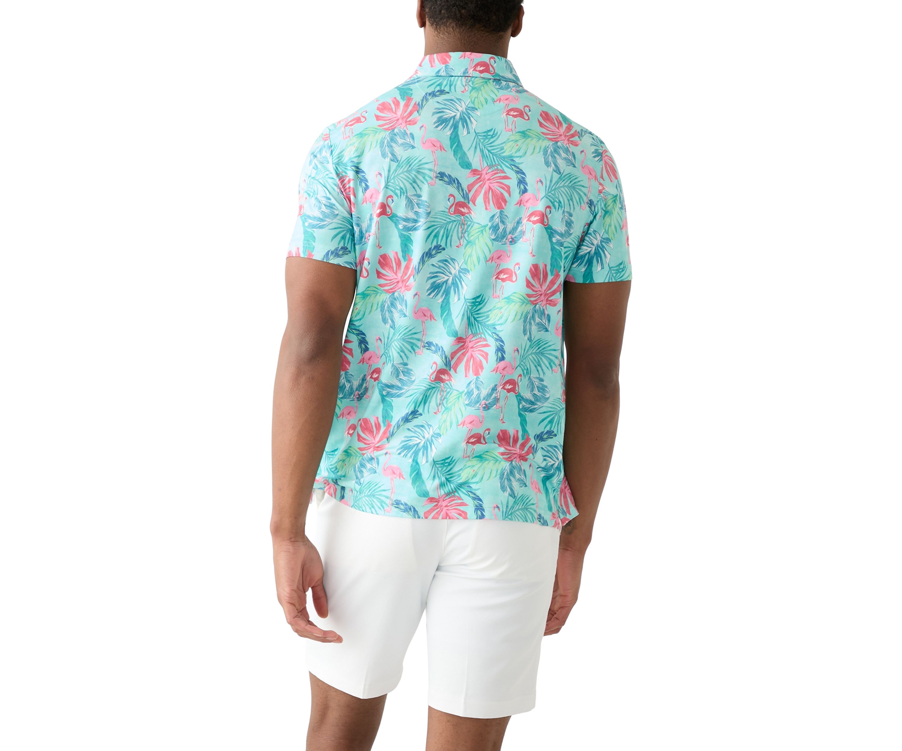 Short Sleeve Tropical Floral Print Polo Shirt 