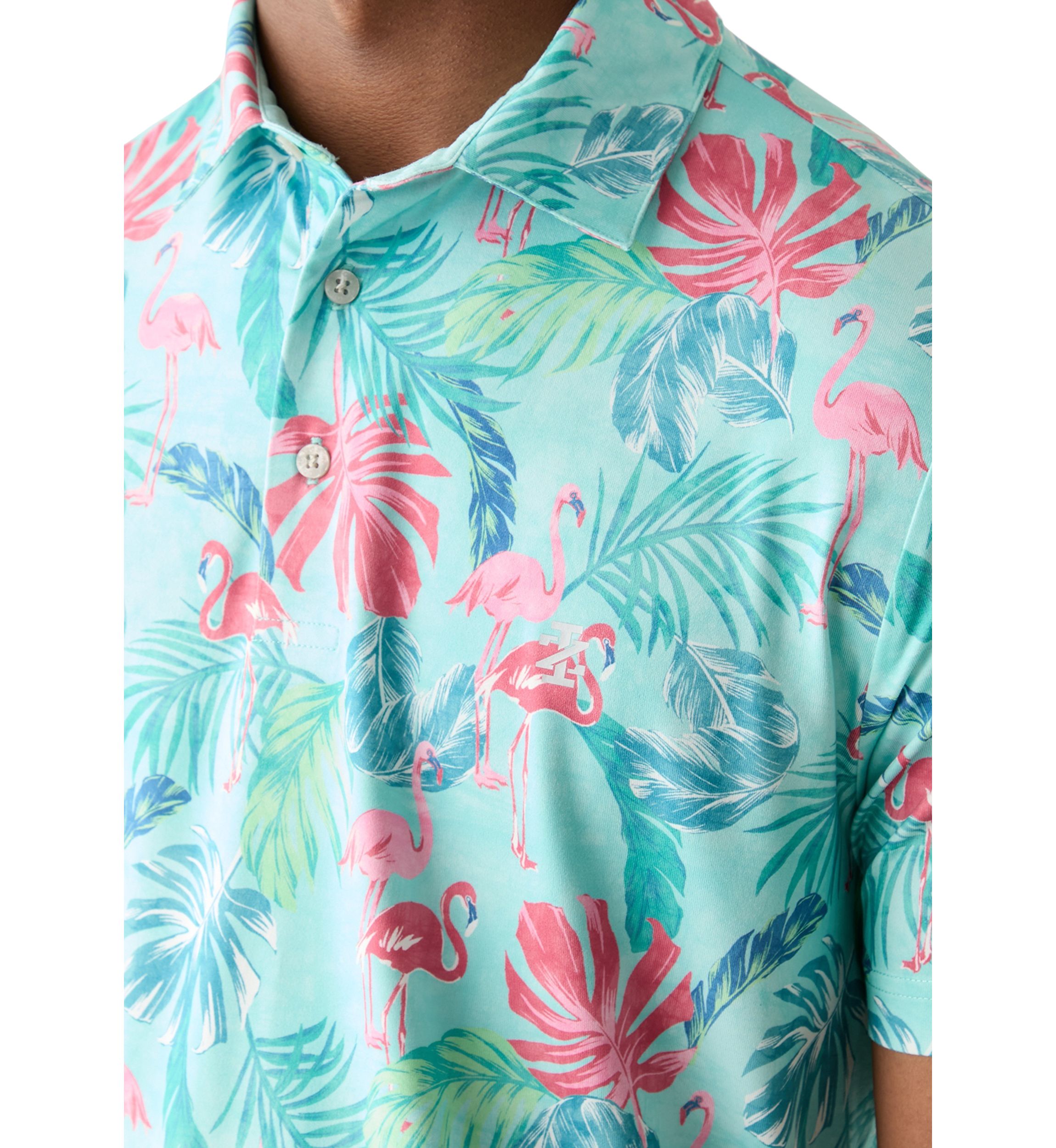 Short Sleeve Tropical Floral Print Polo Shirt 