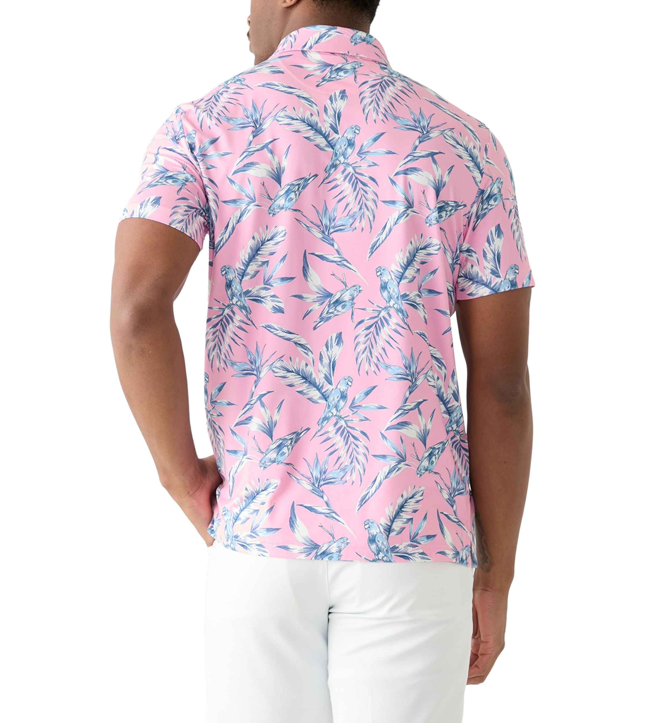 Short Sleeve Tropical Print Polo Shirt 