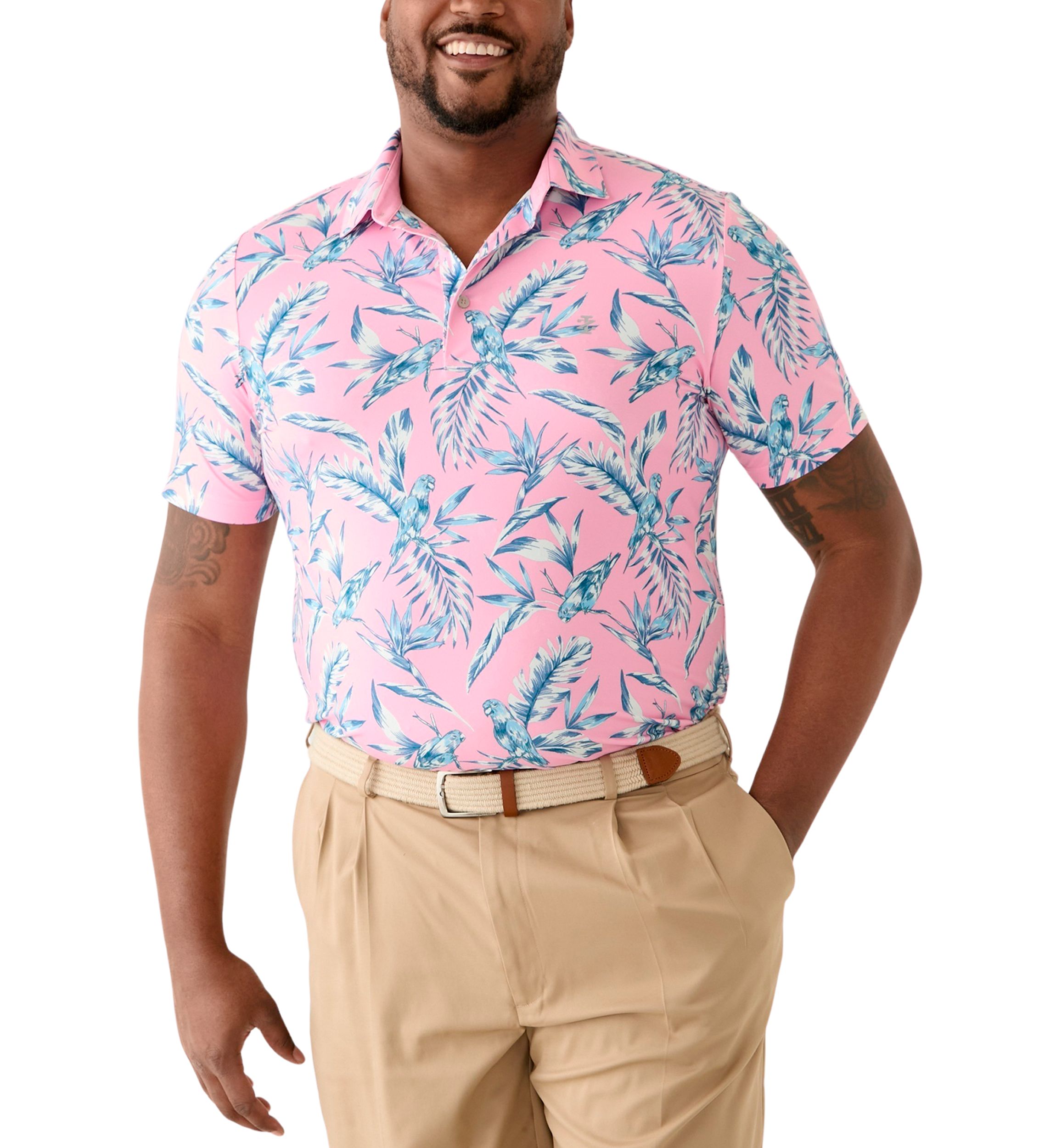Big & Tall Birds of a Feather Swingflex Elite Printed Golf Polo Shirt
