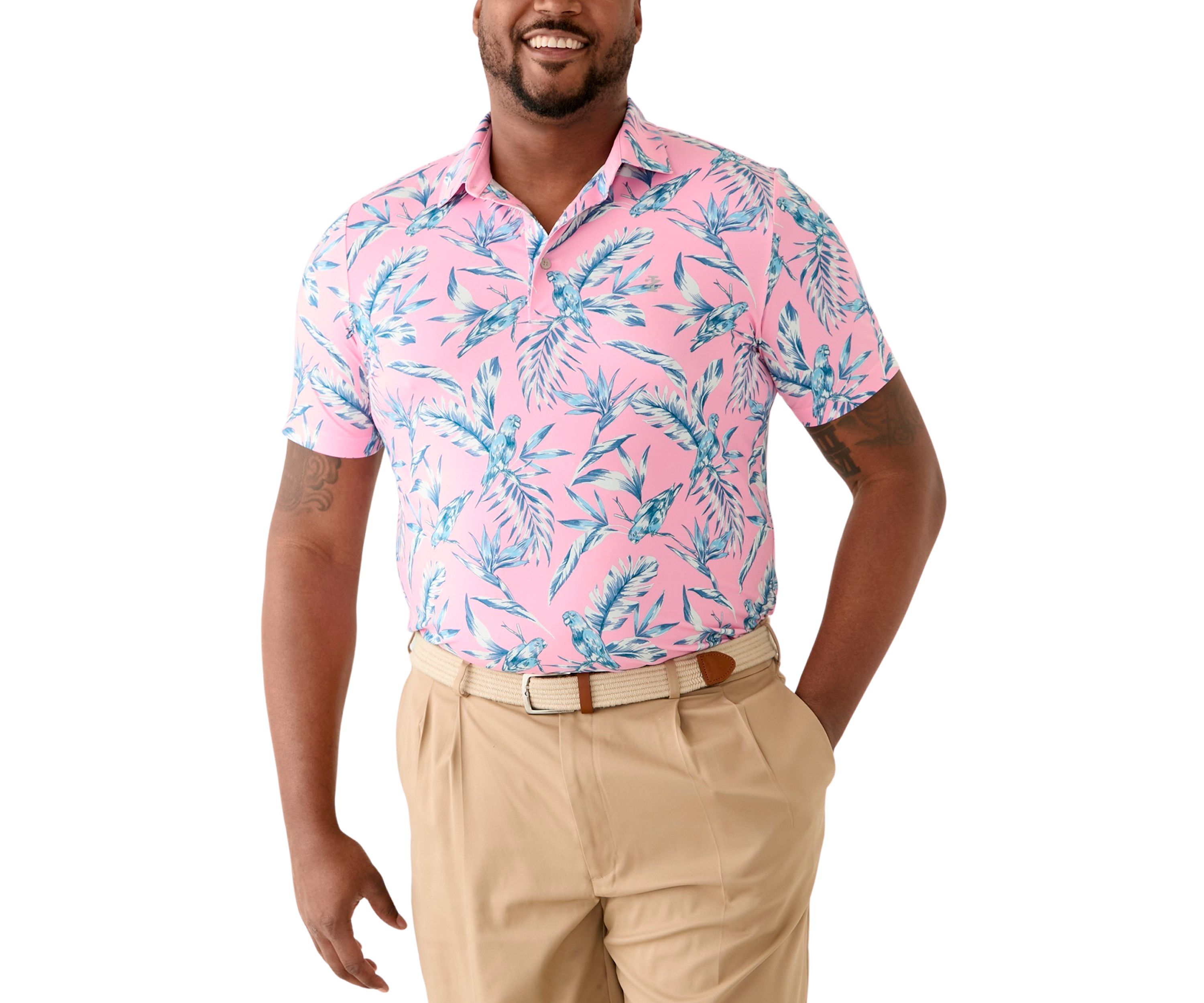 Big & Tall Birds of a Feather Swingflex Elite Printed Golf Polo Shirt