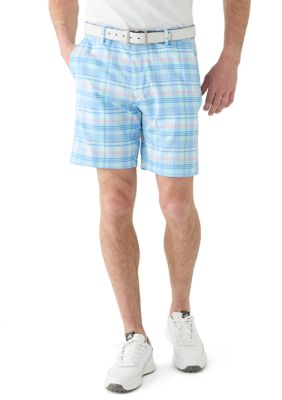 IZOD Men's Swingflex Plaid Printed 8.5'' Shorts, Blue, 42