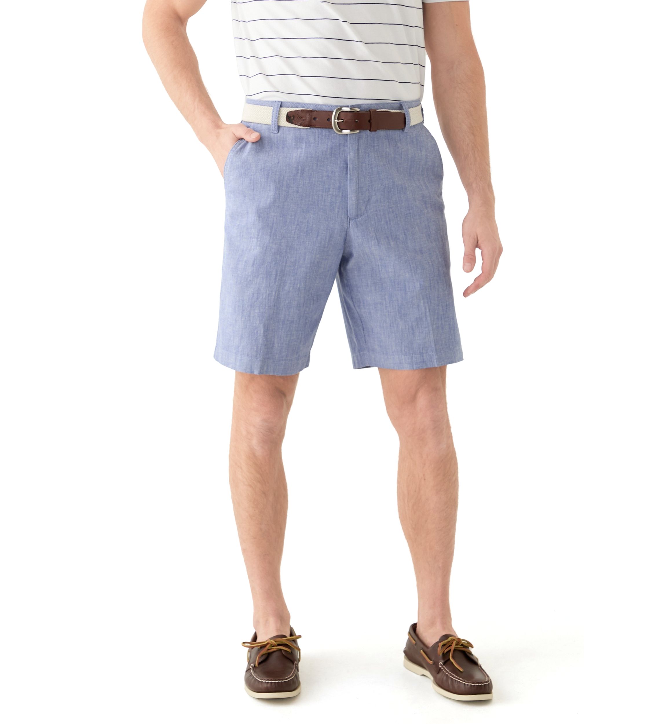 9.5 Flat Front Chambray Shorts