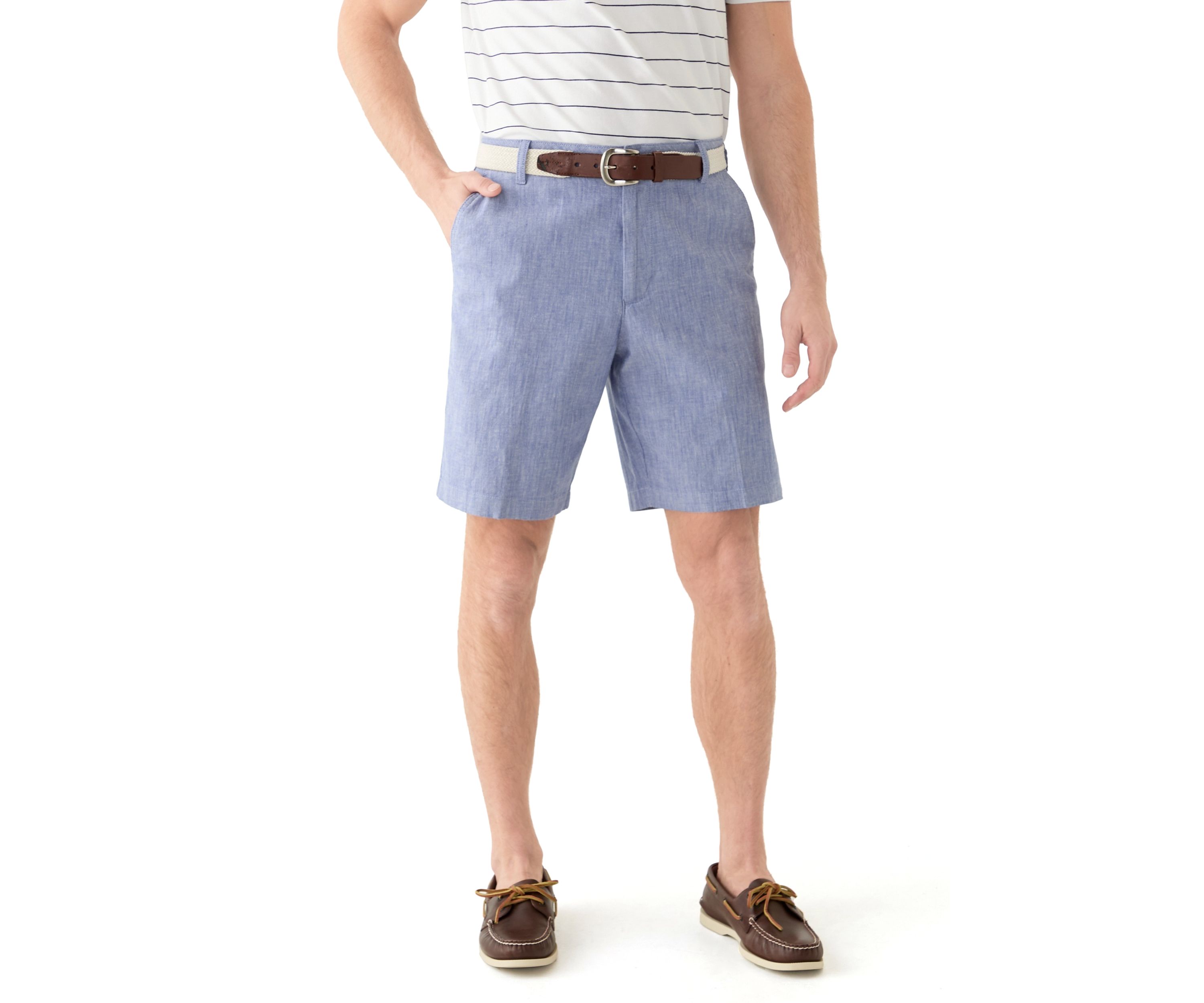 9.5 Flat Front Chambray Shorts