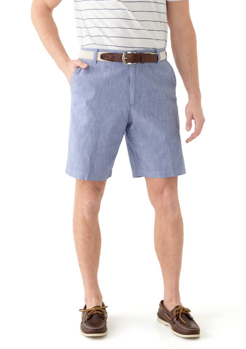9.5 Flat Front Chambray Shorts