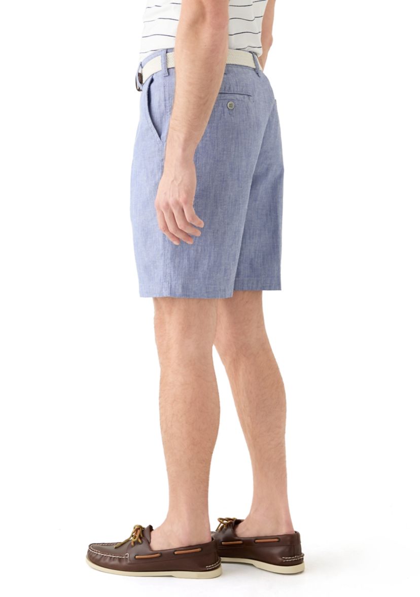 9.5 Flat Front Chambray Shorts