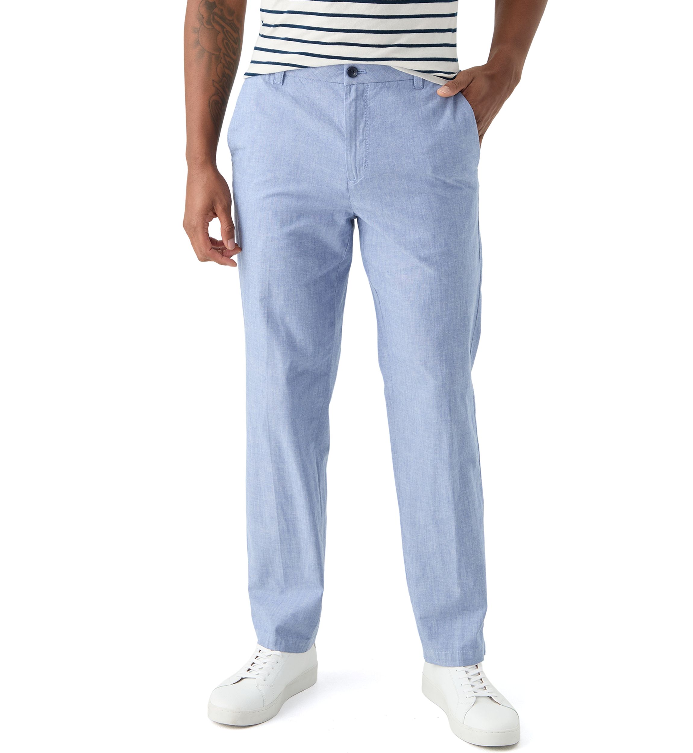 Flat Front Chambray Pants