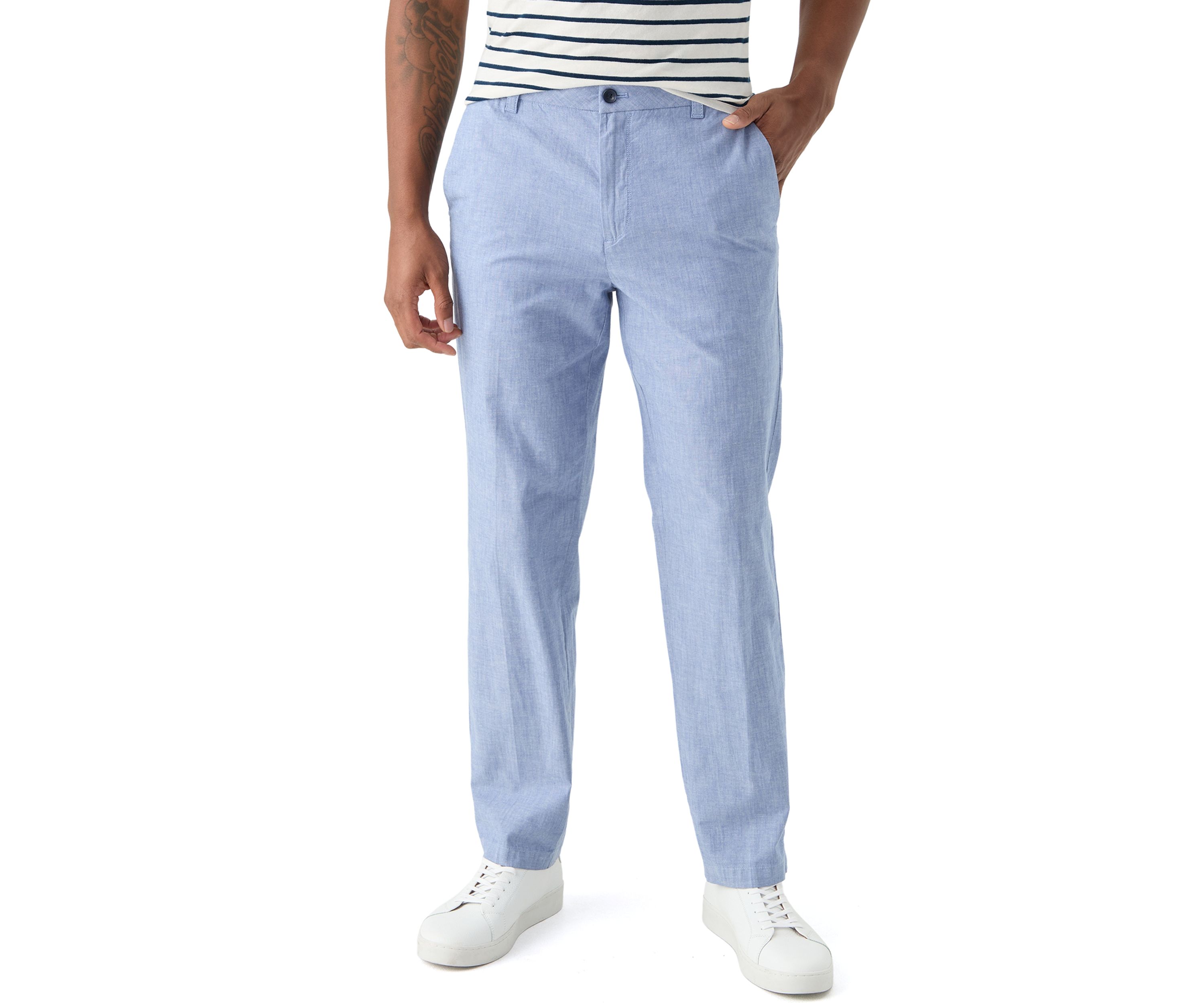 Flat Front Chambray Pants