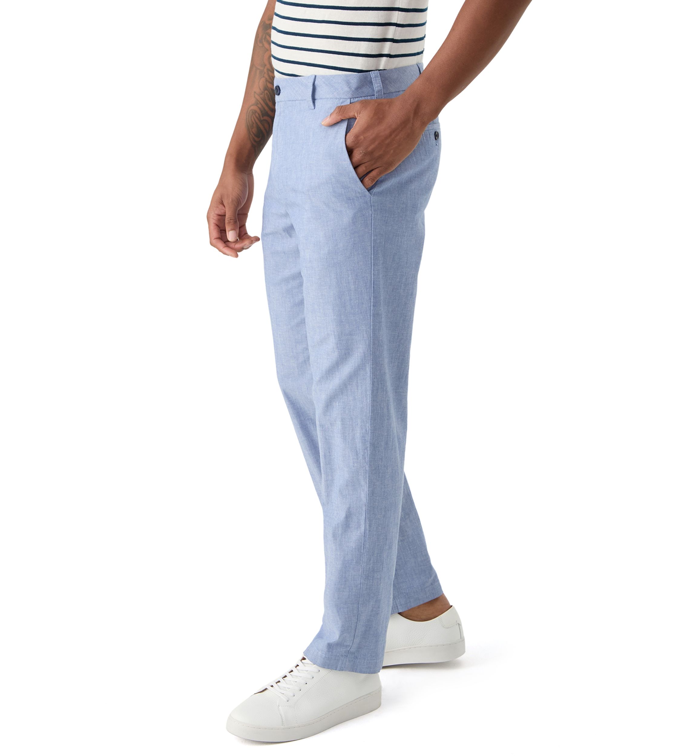 Flat Front Chambray Pants