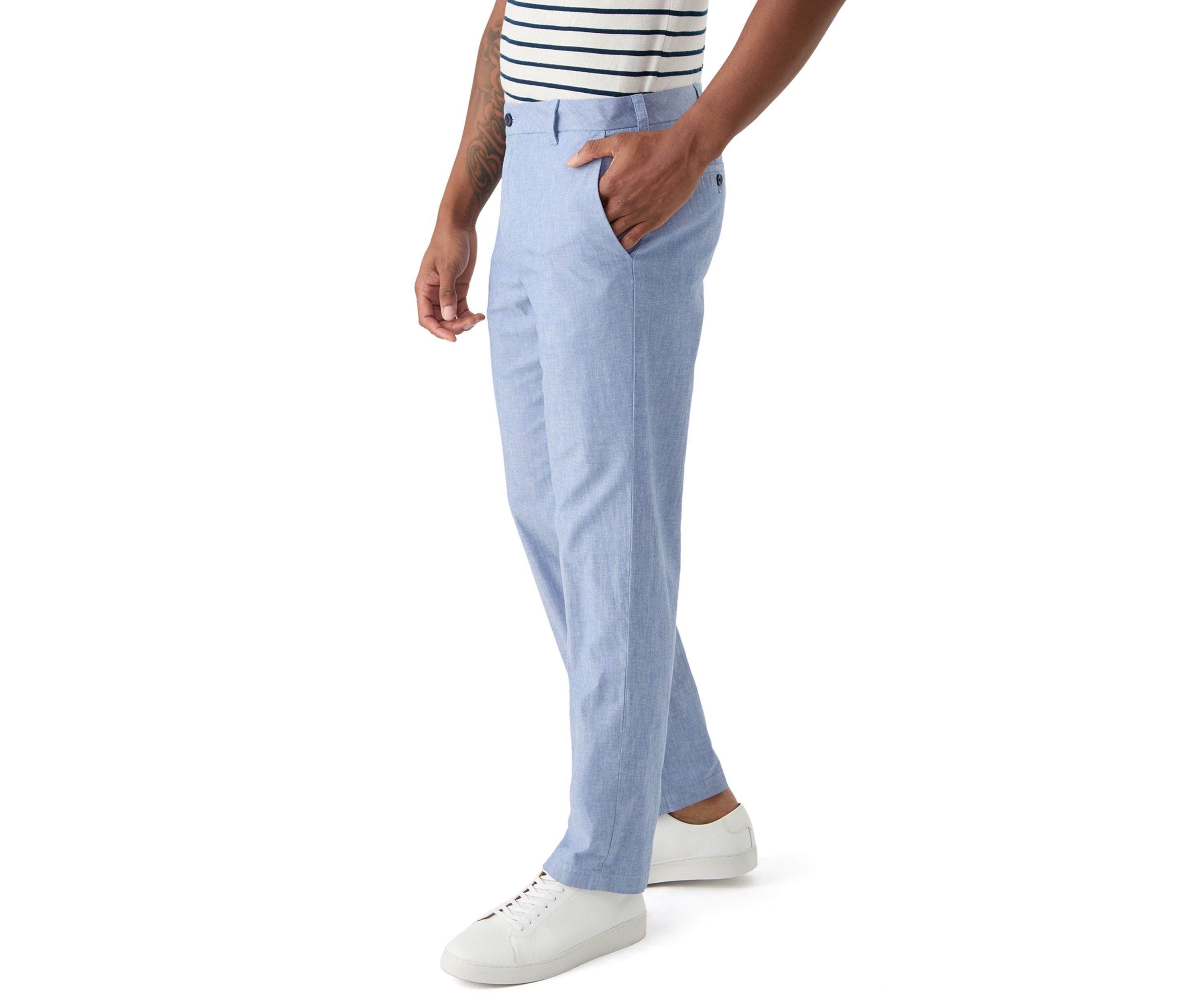 Flat Front Chambray Pants