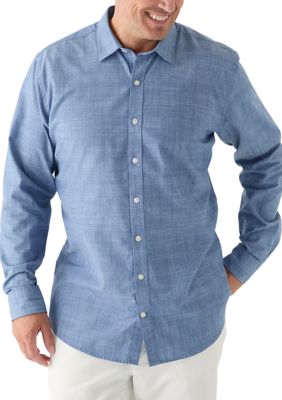 IZOD Men's Big & Tall Classic Lux Long Sleeve Button Down Shirt, Blue, XL Tall