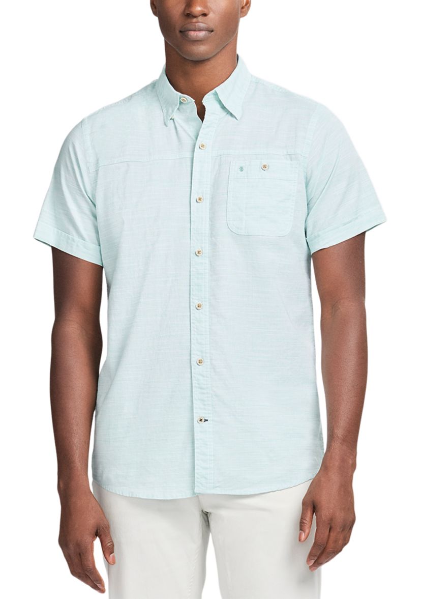 IZOD Men's Dockside Short Sleeve Chambray Striped Shirt | Belk