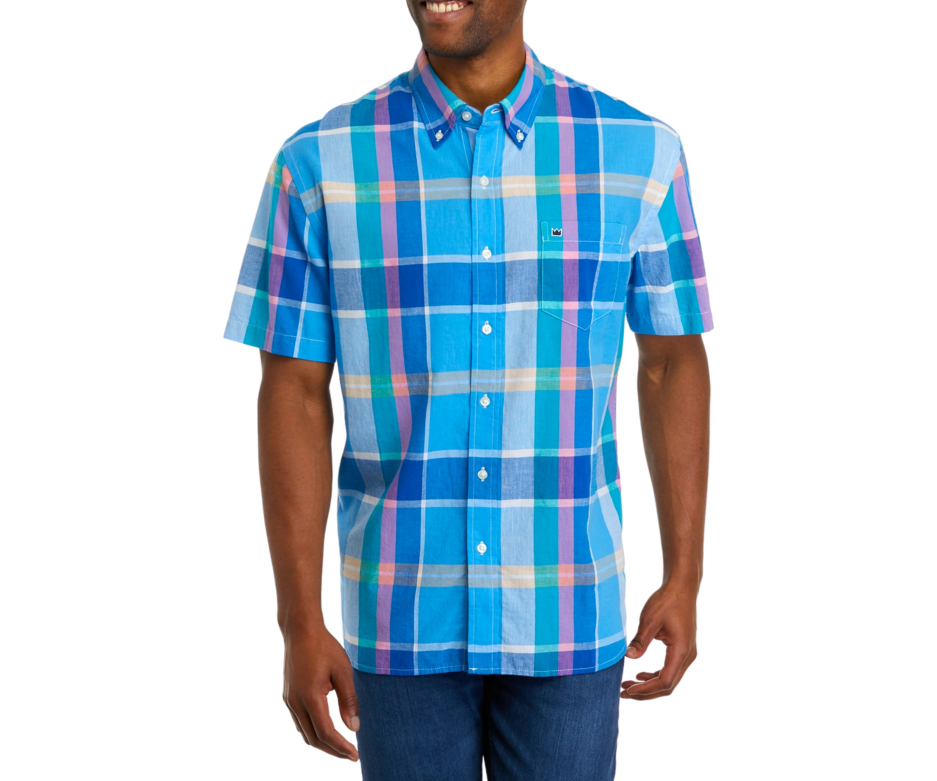 Short Sleeve Woven Madras Shirt