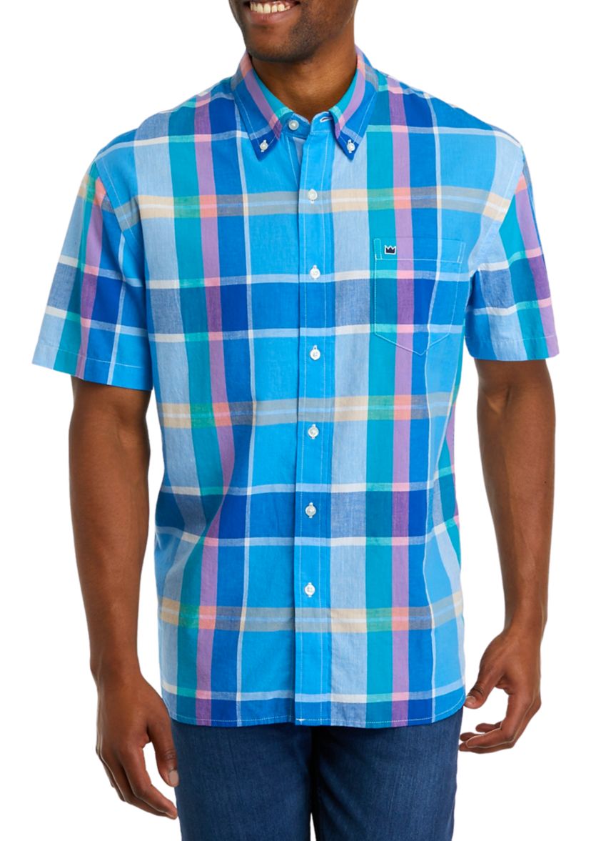 Short Sleeve Woven Madras Shirt