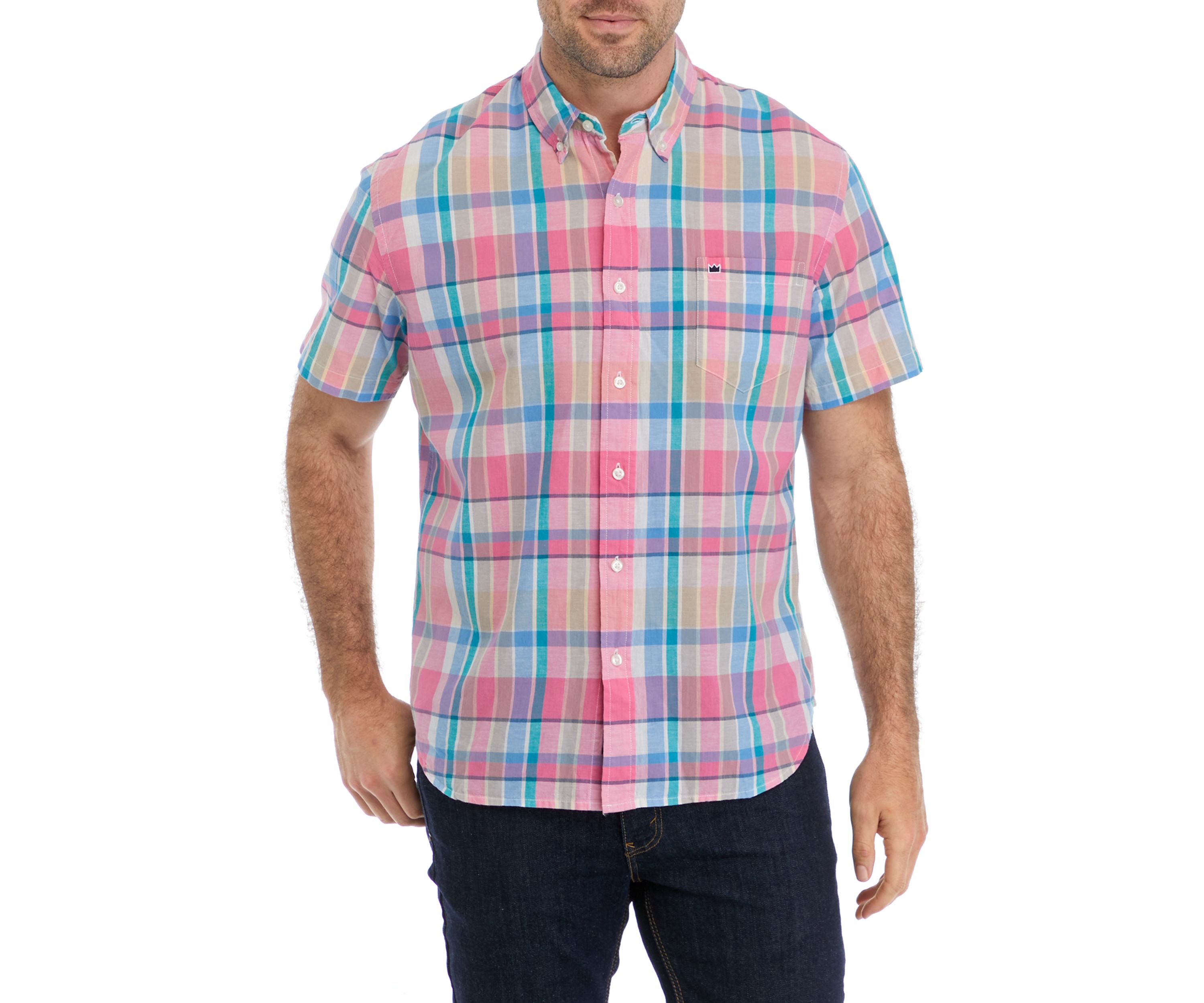 Short Sleeve Woven Madras Shirt