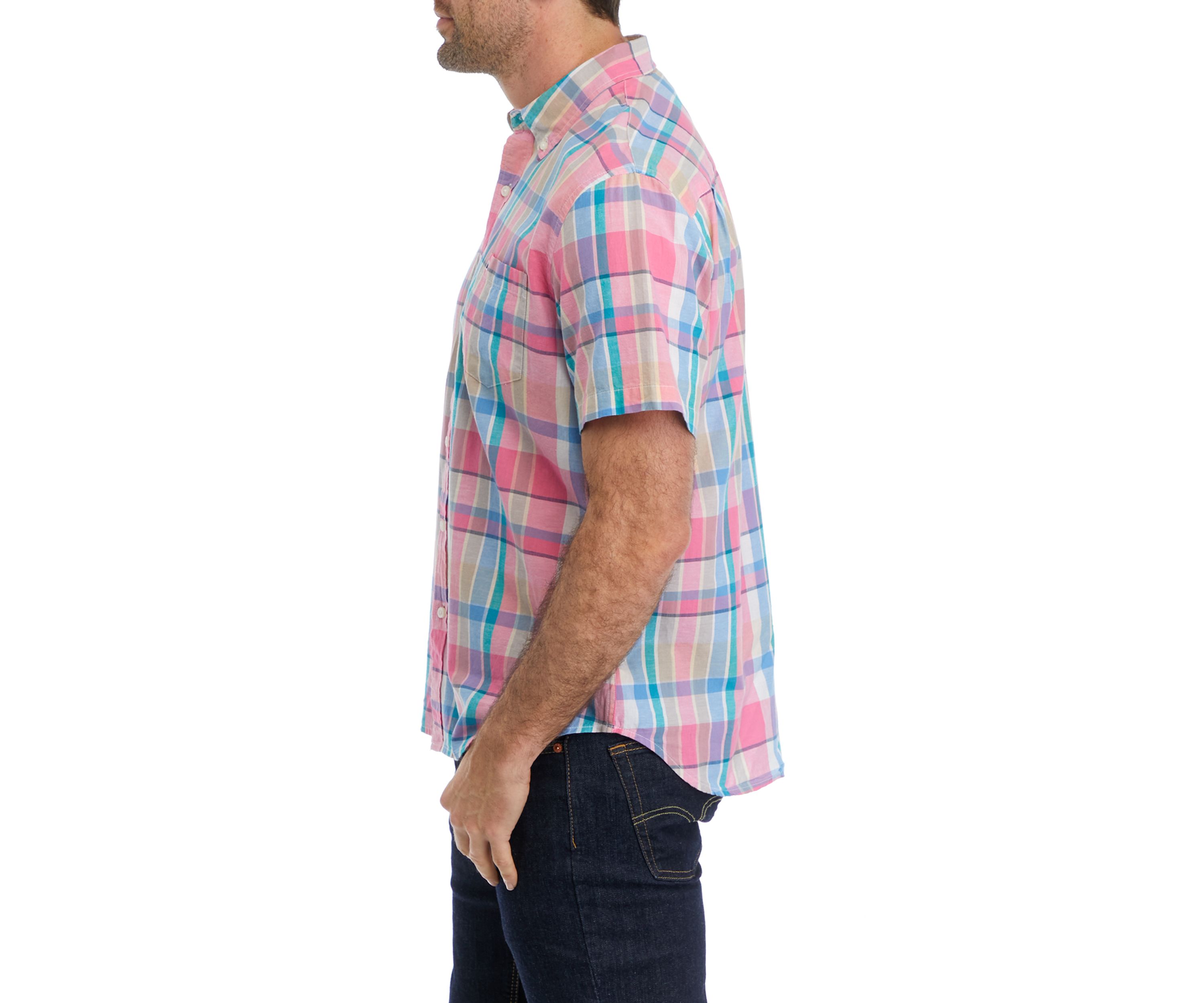 Short Sleeve Woven Madras Shirt