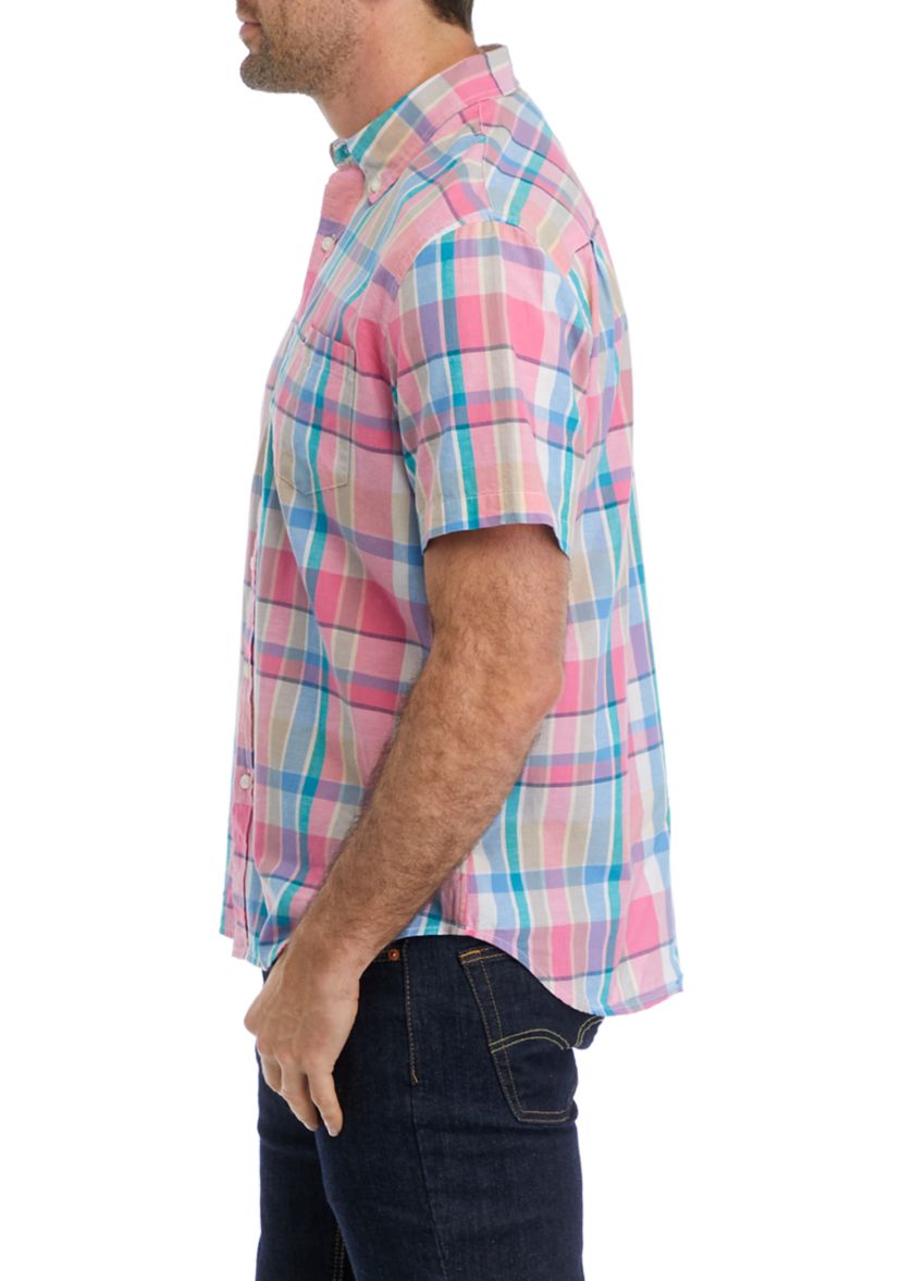 Short Sleeve Woven Madras Shirt
